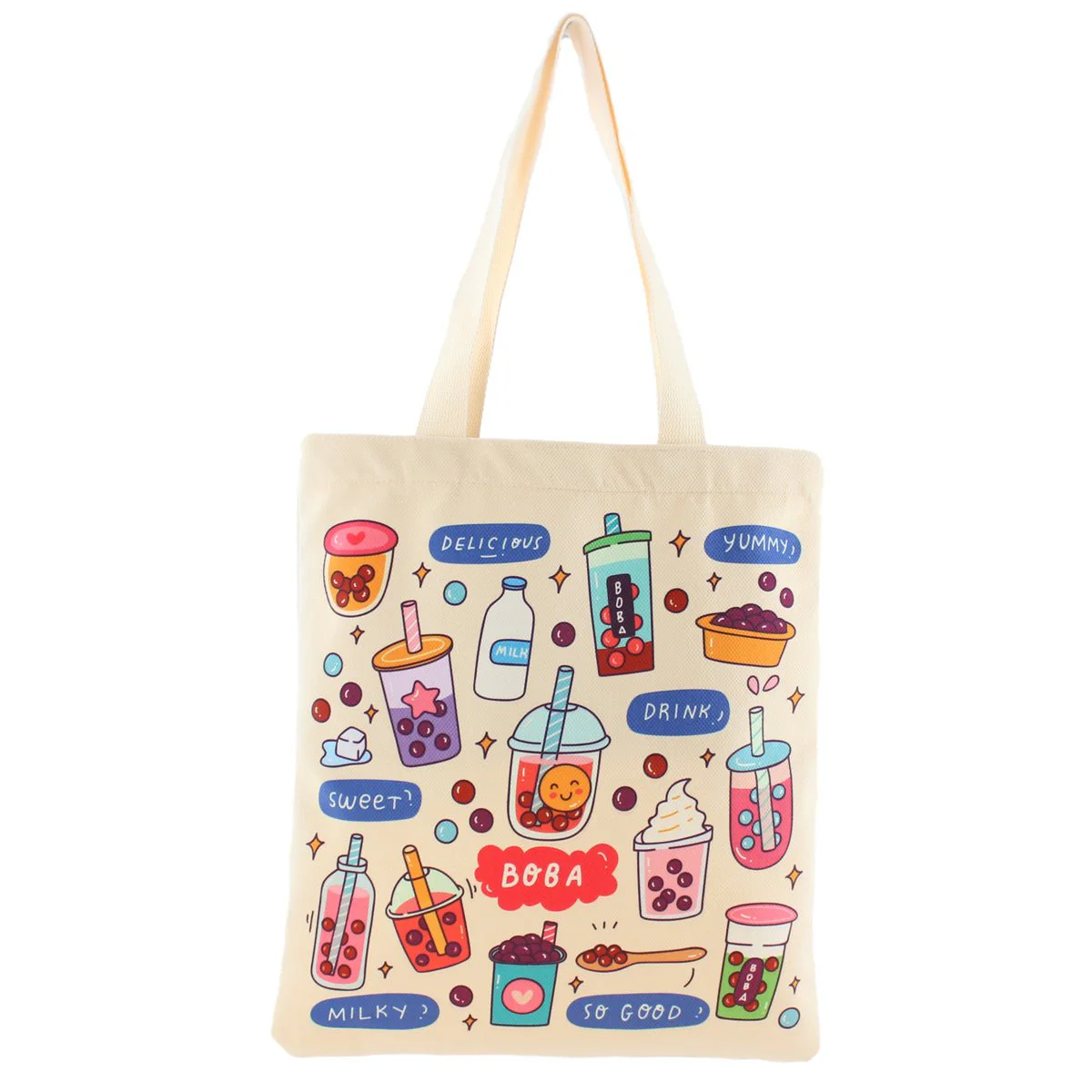 Cream Boba Tote Bag – Cute Gift with Keychain & Enamel Pin - Image 17