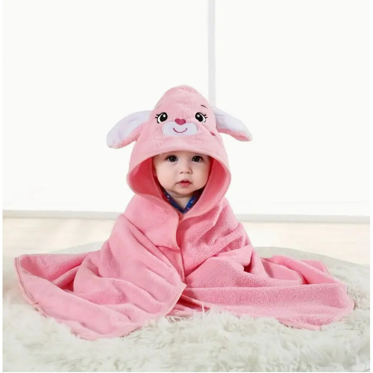 Cute Animal Hooded Baby Bath Towel - Ultra Soft Coral Fleece for Infants & Toddlers - Image 8