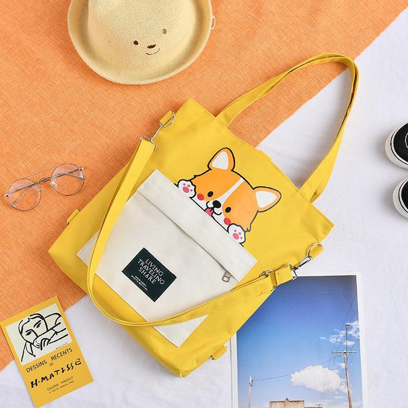 Cute Shiba Inu Tote Bag – Canvas Crossbody Bag for Dog Lovers - Image 11