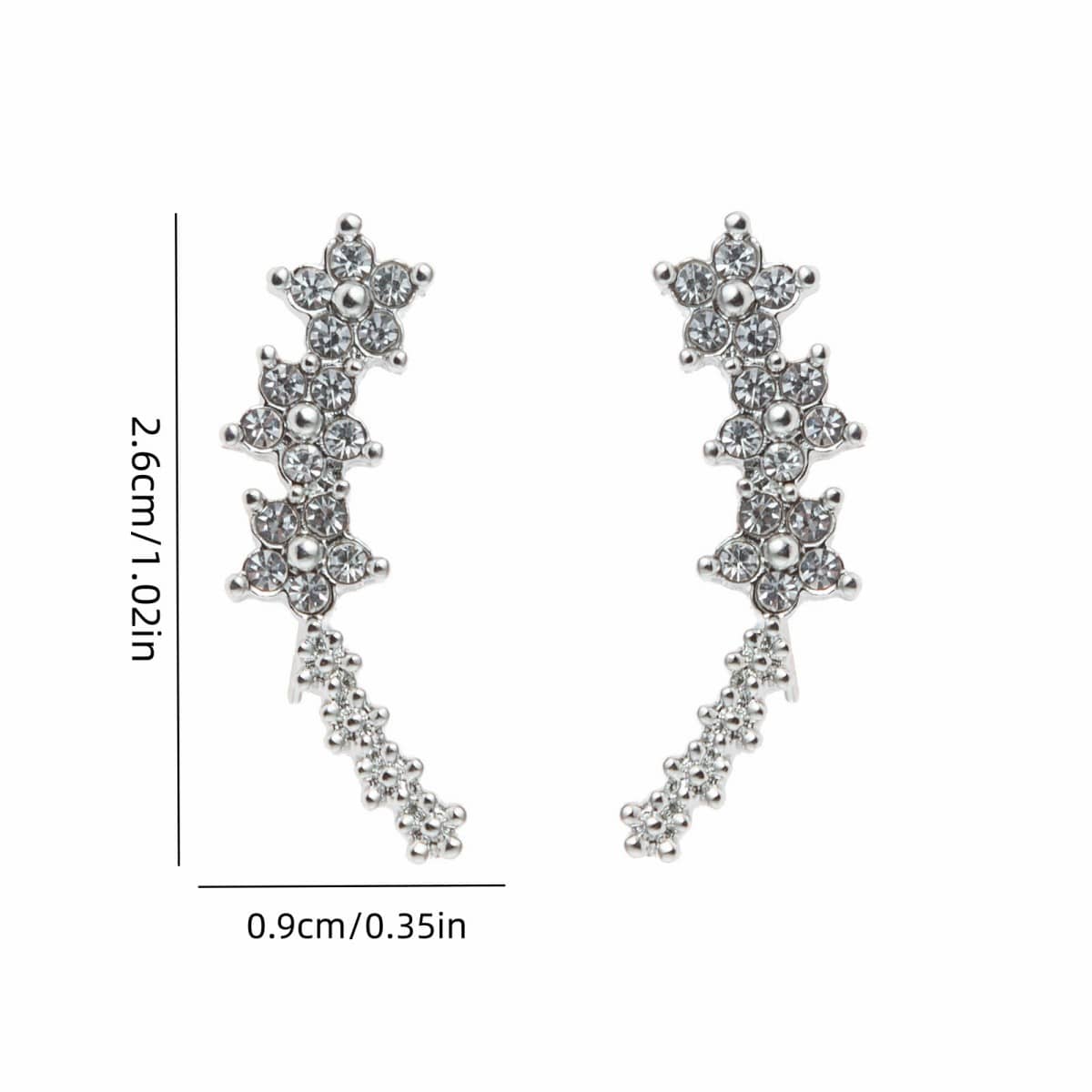 CZ Star Crawler & Fan Stud Earrings Set for Women Jewelry - Image 7