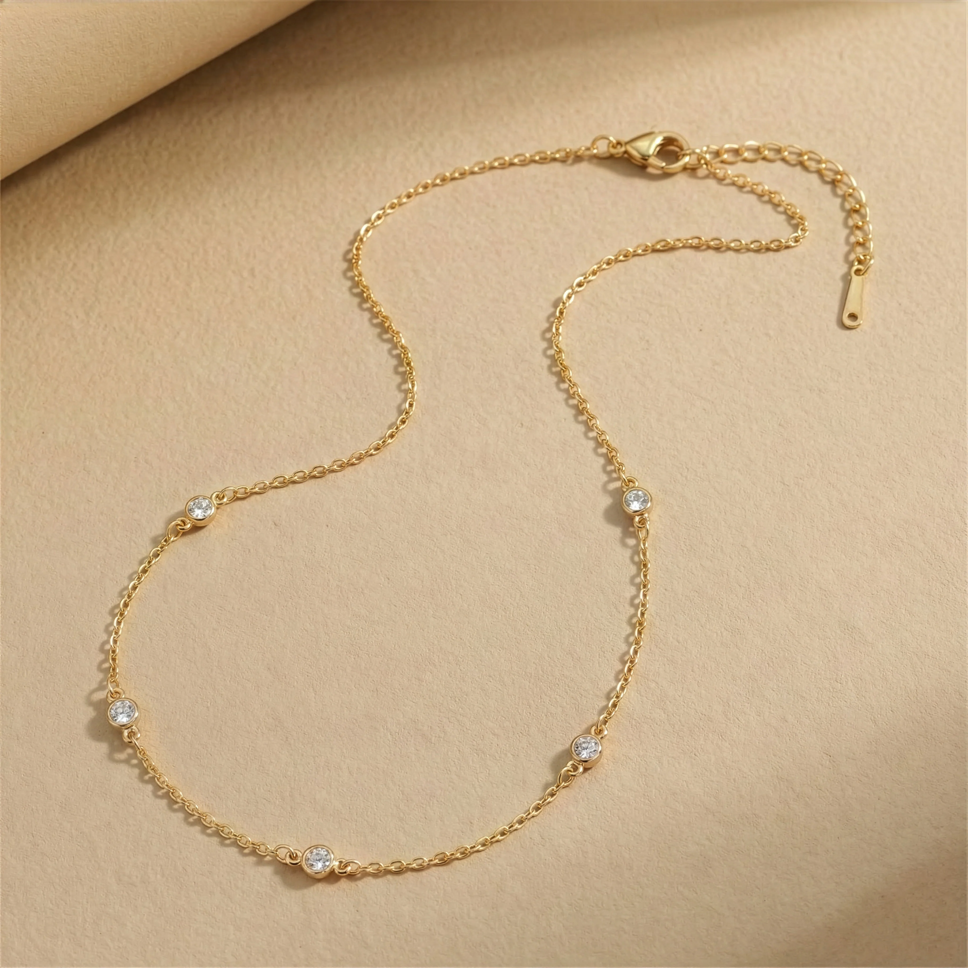 Mint & Lily Dainty Crystal Station Necklace - Image 3