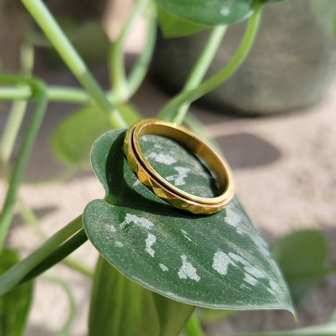 Mint & Lily Dainty Hammered Band Spinning Fidget Ring - Image 20