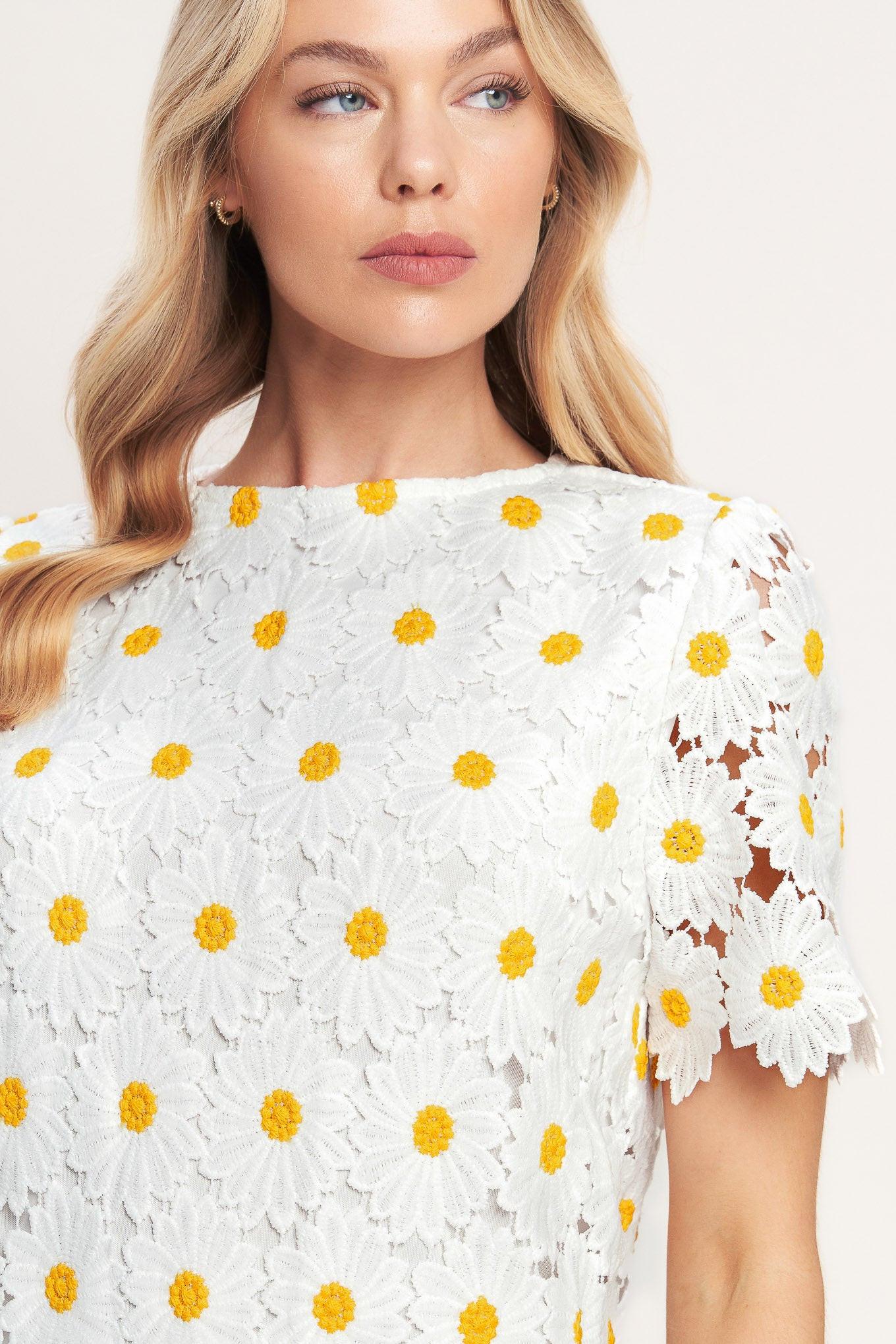 Daisies and Daydreams Woven Lace Mini Dress - Image 5