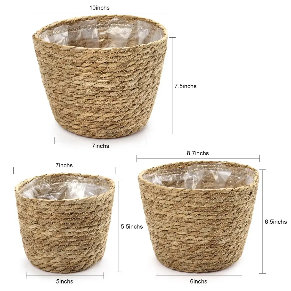Decorative Woven Planter with Plastic Liner - Image 2