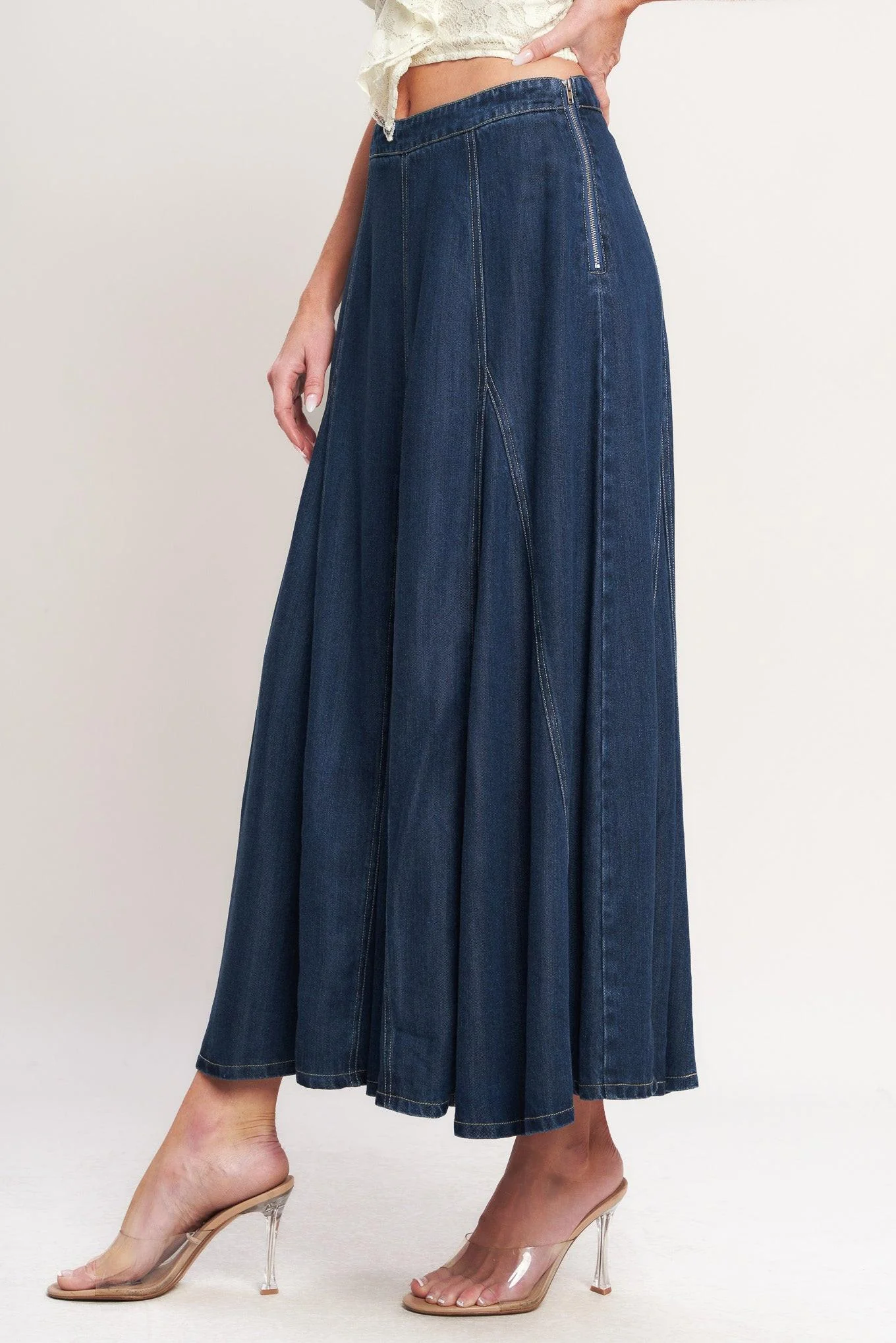 Denim Balance Woven Circle Skirt - Image 3