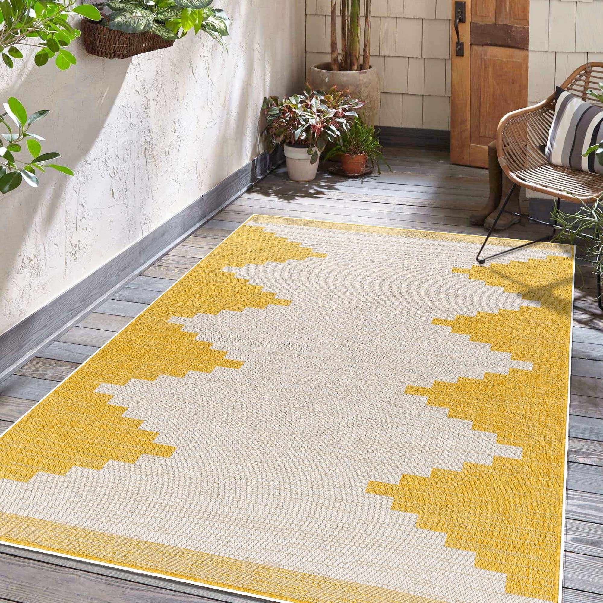 Djugun Yellow Outdoor Rug - Clearance - Image 2