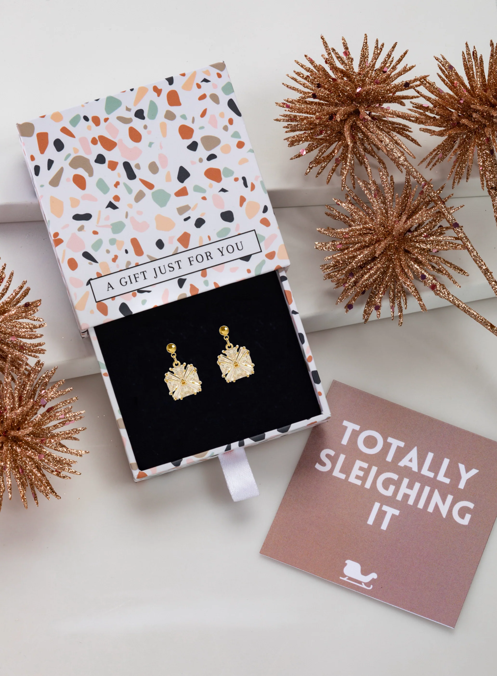 Don’t AsK Goldtone CZ Floral Drop Earrings