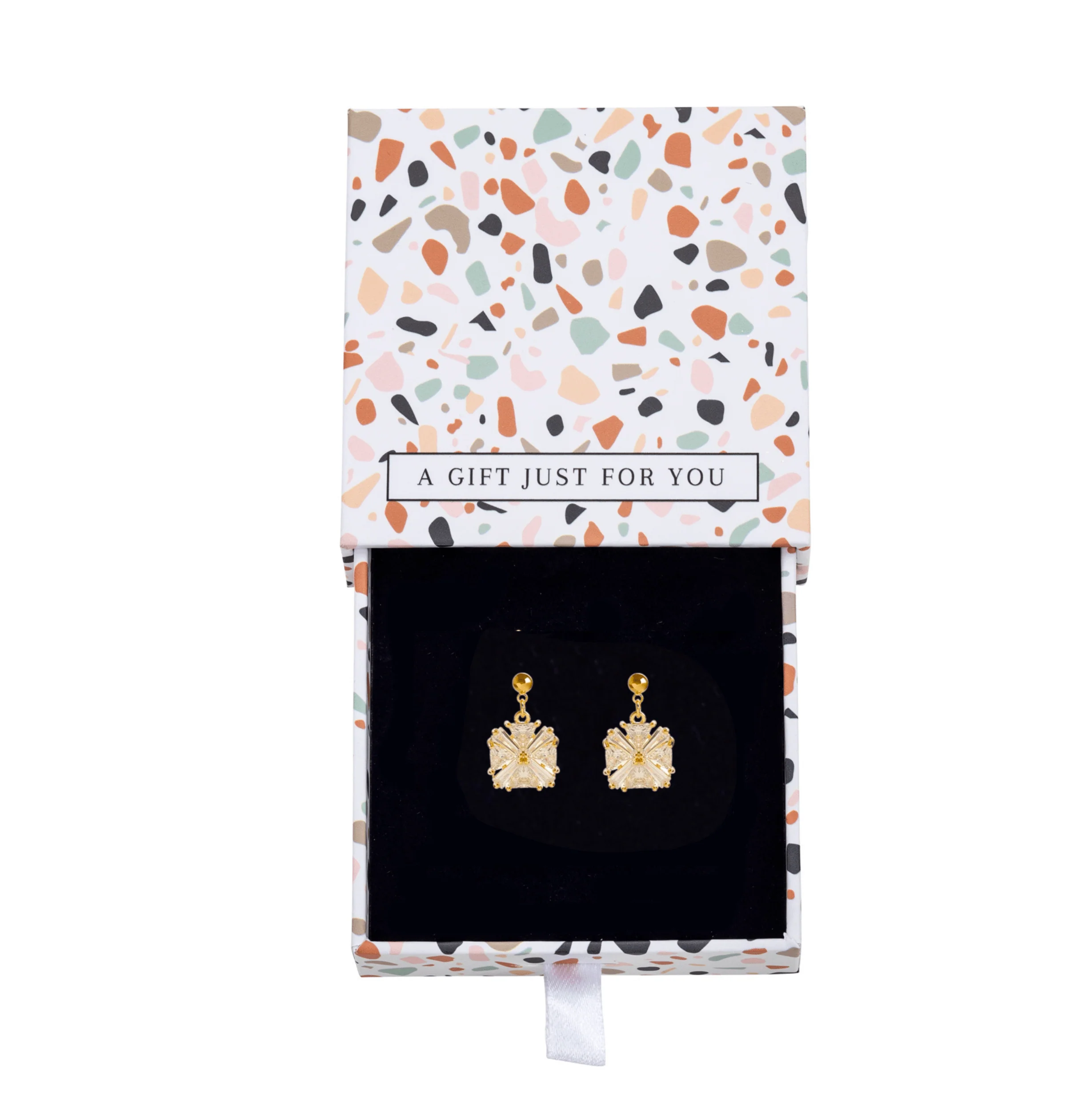 Don’t AsK Goldtone CZ Floral Drop Earrings - Image 2