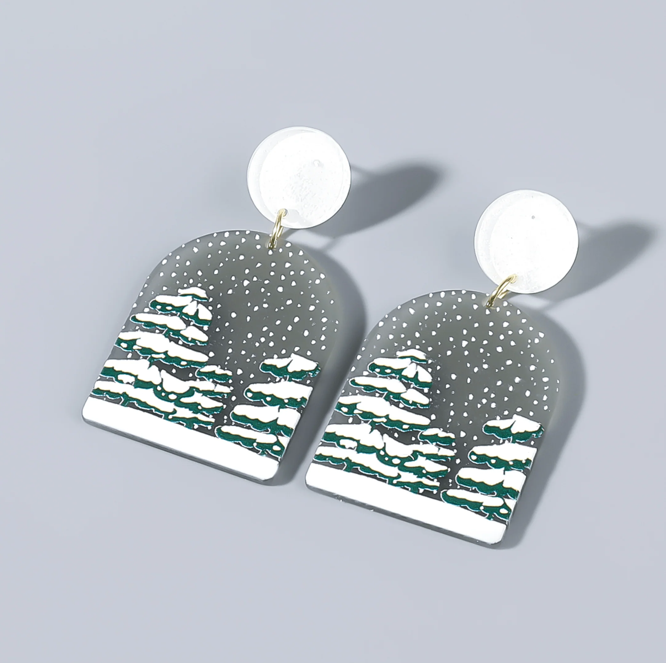 Don’t AsK Grey Snowy Trees Drop Earrings – Festive Holiday Jewellery for Women - Image 2