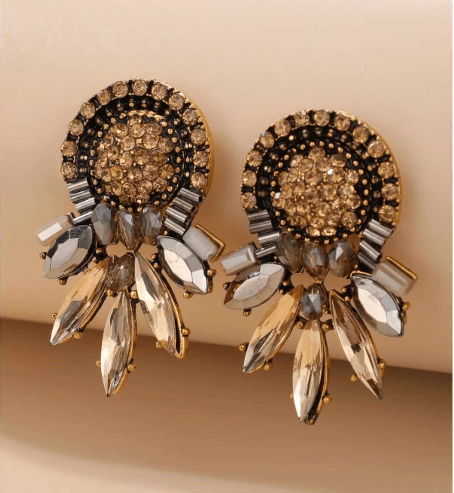 Don’t AsK Topaz Grey Crystal Statement Earrings - Image 3