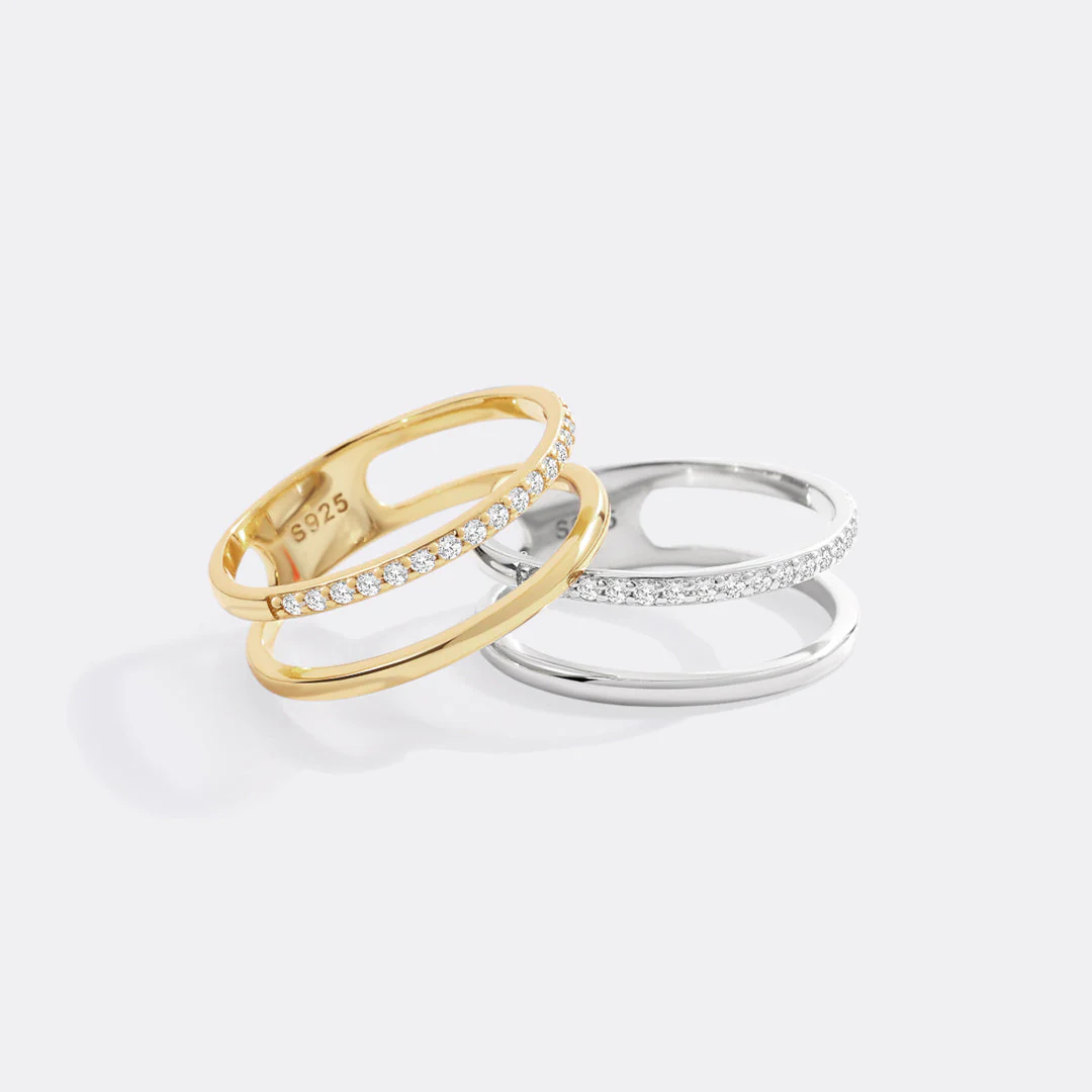 Mint & Lily Double Band Pave Ring - Image 10