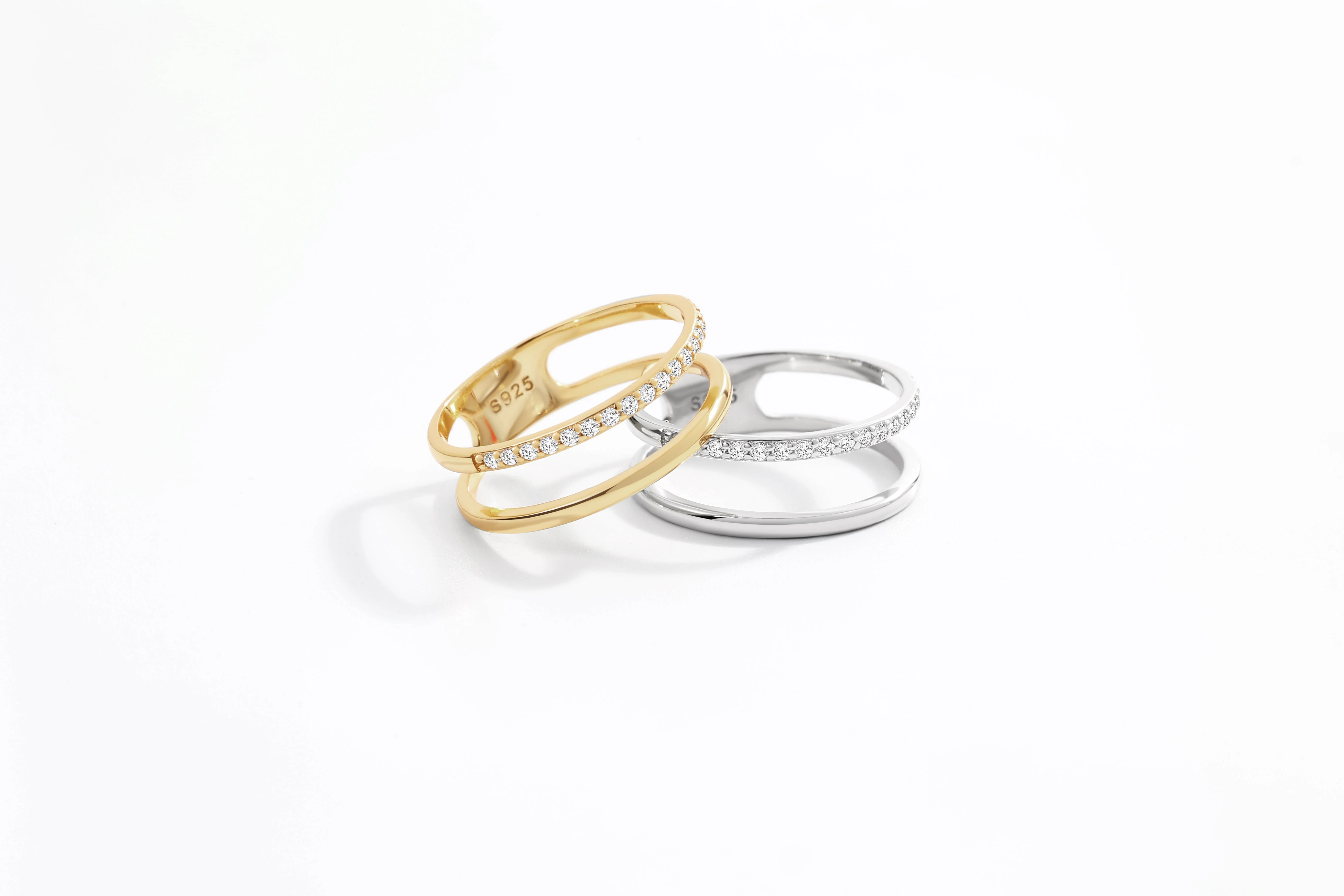 Mint & Lily Double Band Pave Ring - Image 3