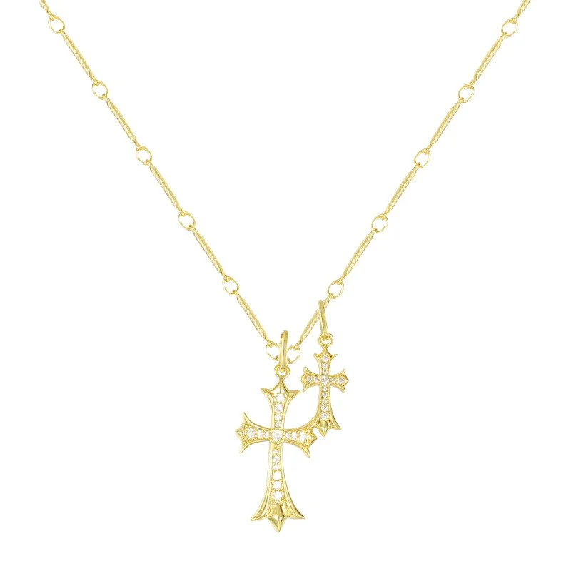 Mint & Lily Double Cross Pendant Necklace - Image 4