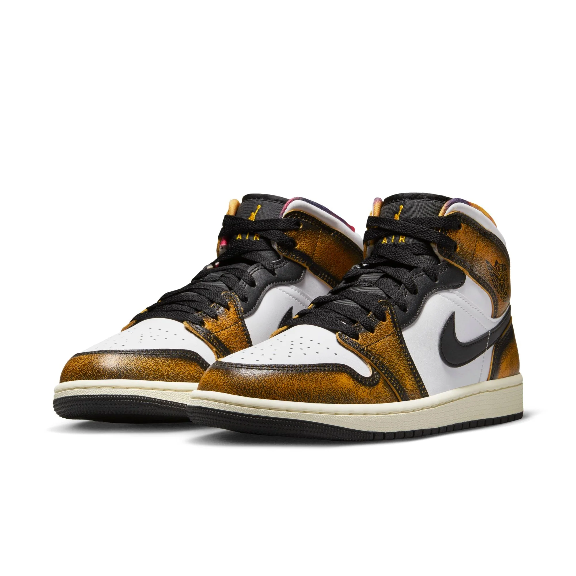 Air Jordan Men's Retro 1 Mid Se 'Orange Wear Away' Sneakers - Image 6