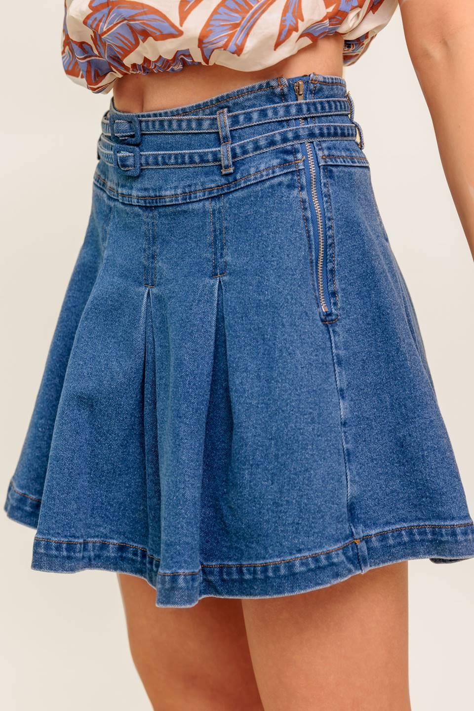 Dreammist Medium Indigo Denim Skort - Image 6
