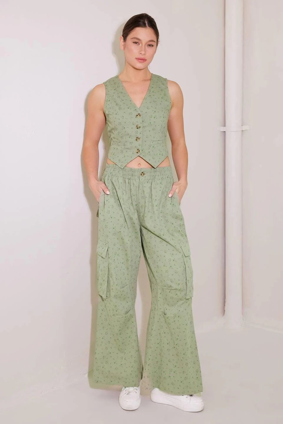Drifting Currents Olive Woven Vest - Image 6