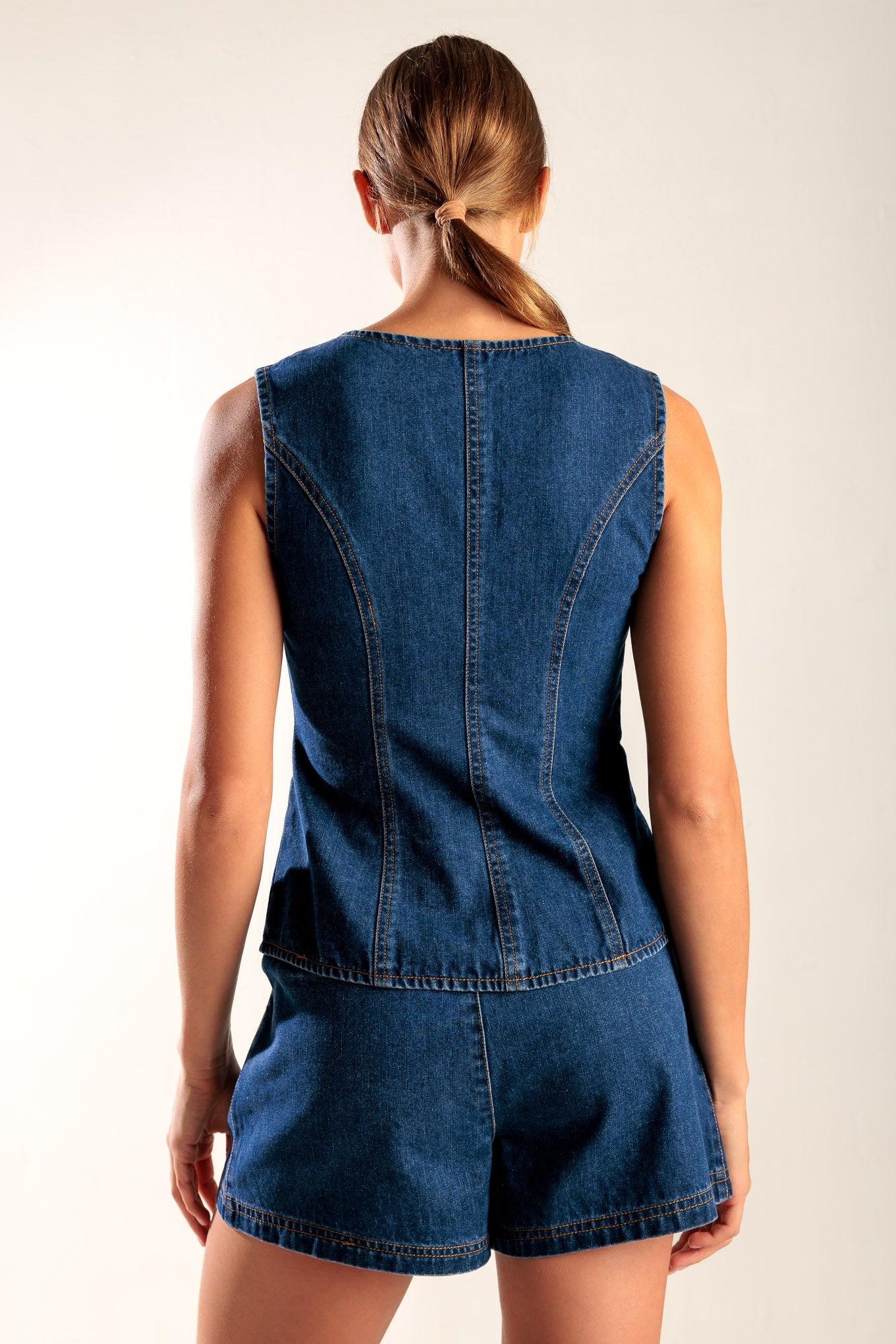 Drive-in Movie Denim Vest - Image 3