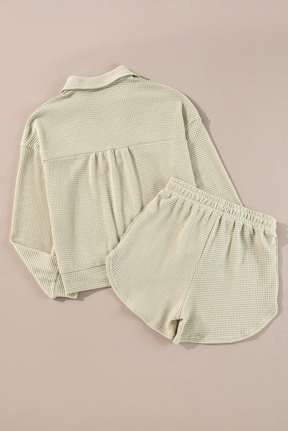 Threaded Pear Dulce Parchment Textured Long Sleeve Lounge Set - Image 4