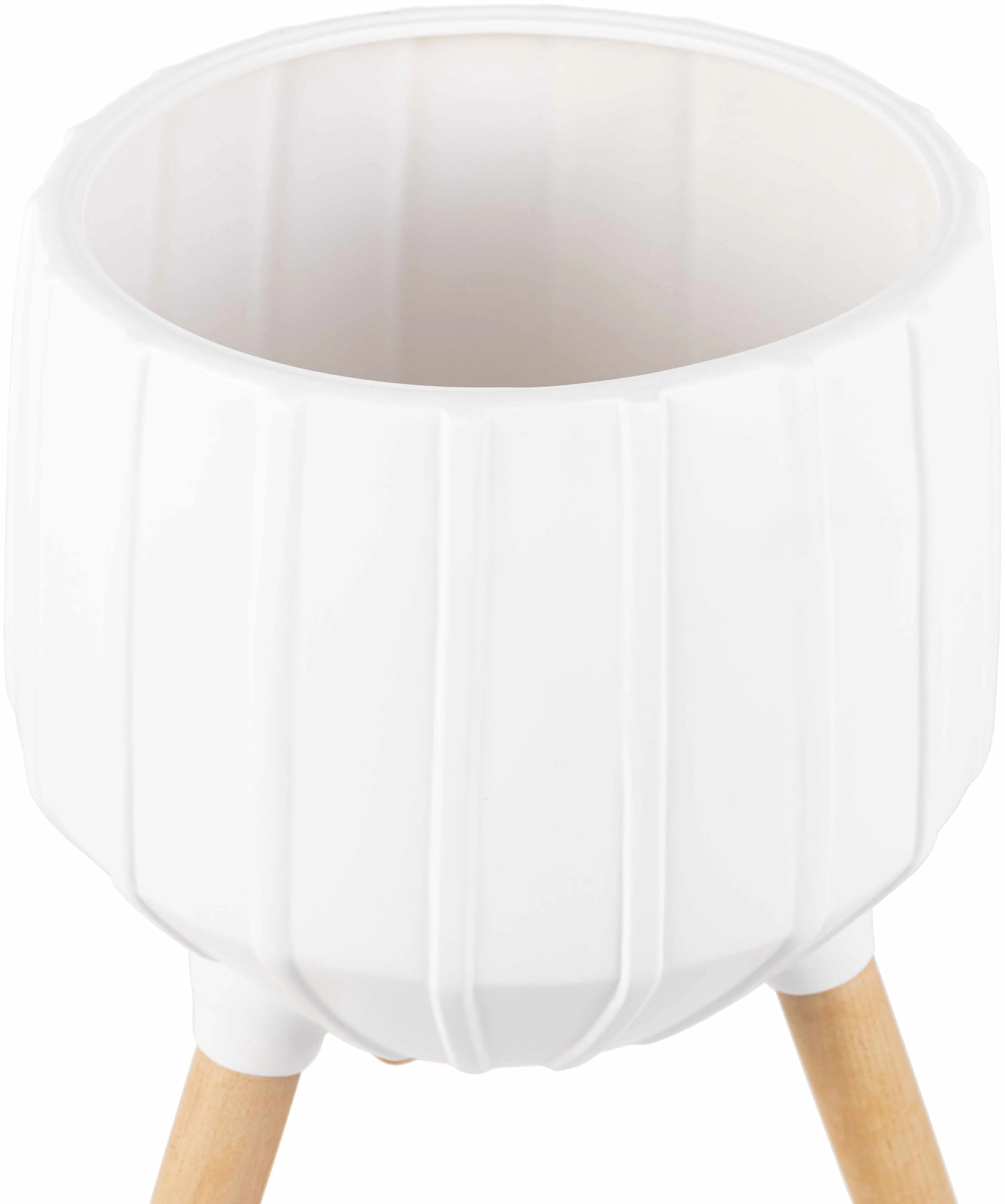 Dunguan White Ribbed Wood Planter - Clearance - Image 5