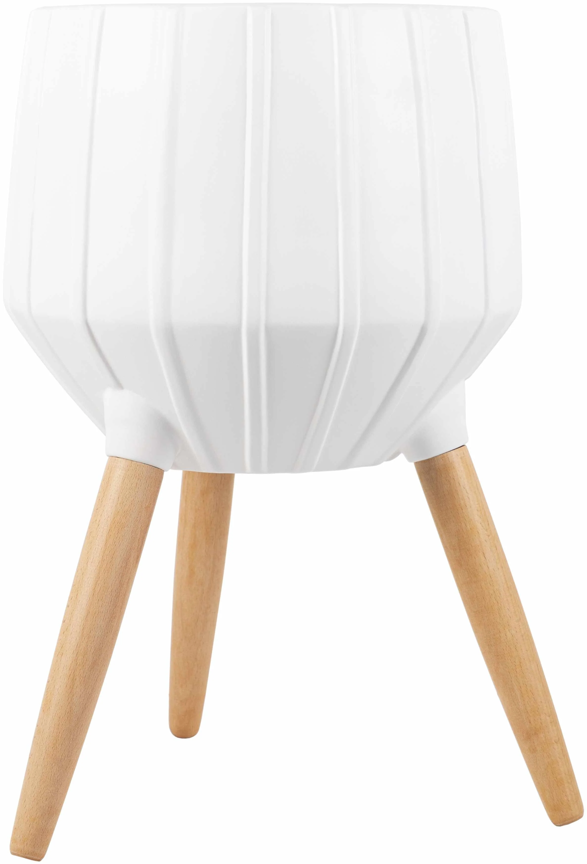 Dunguan White Ribbed Wood Planter - Clearance - Image 8