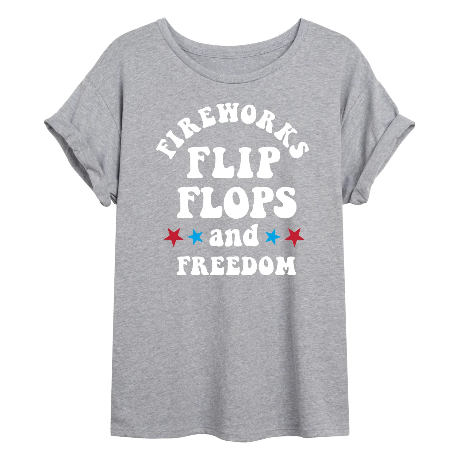 Instant Message - Fireworks Flip Flops Freedom - Juniors Oversized Graphic T-Shirt - Image 2