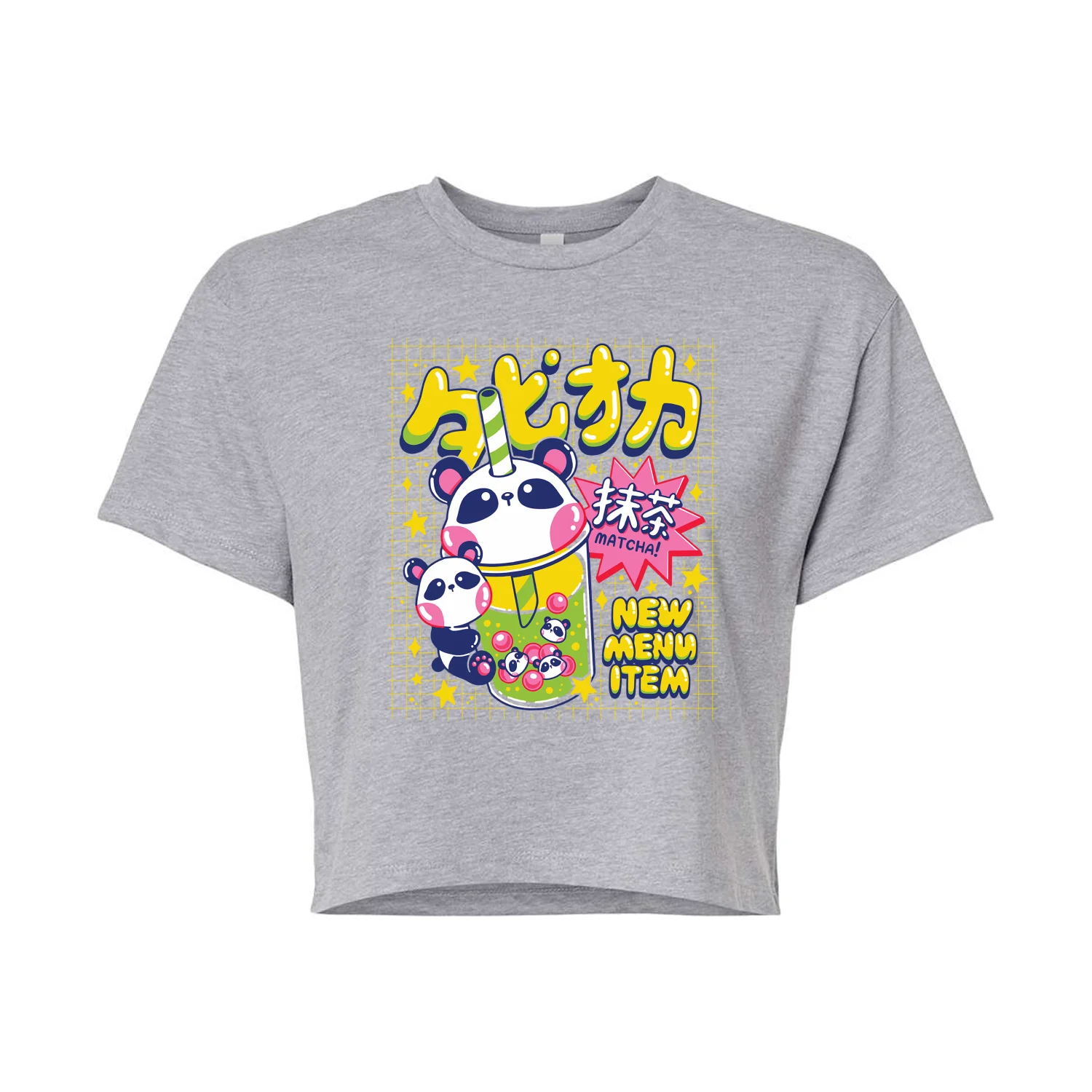 Instant Message - Panda Boba - Junior's Cropped Graphic T-Shirt - Image 2