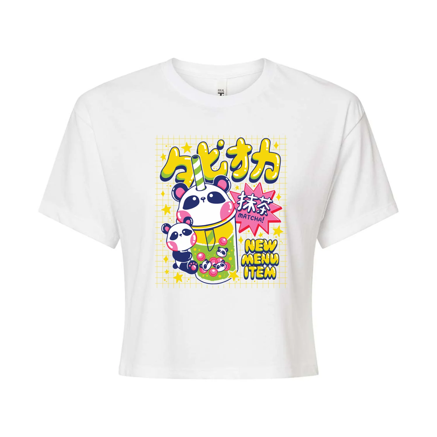 Instant Message - Panda Boba - Junior's Cropped Graphic T-Shirt - Image 3