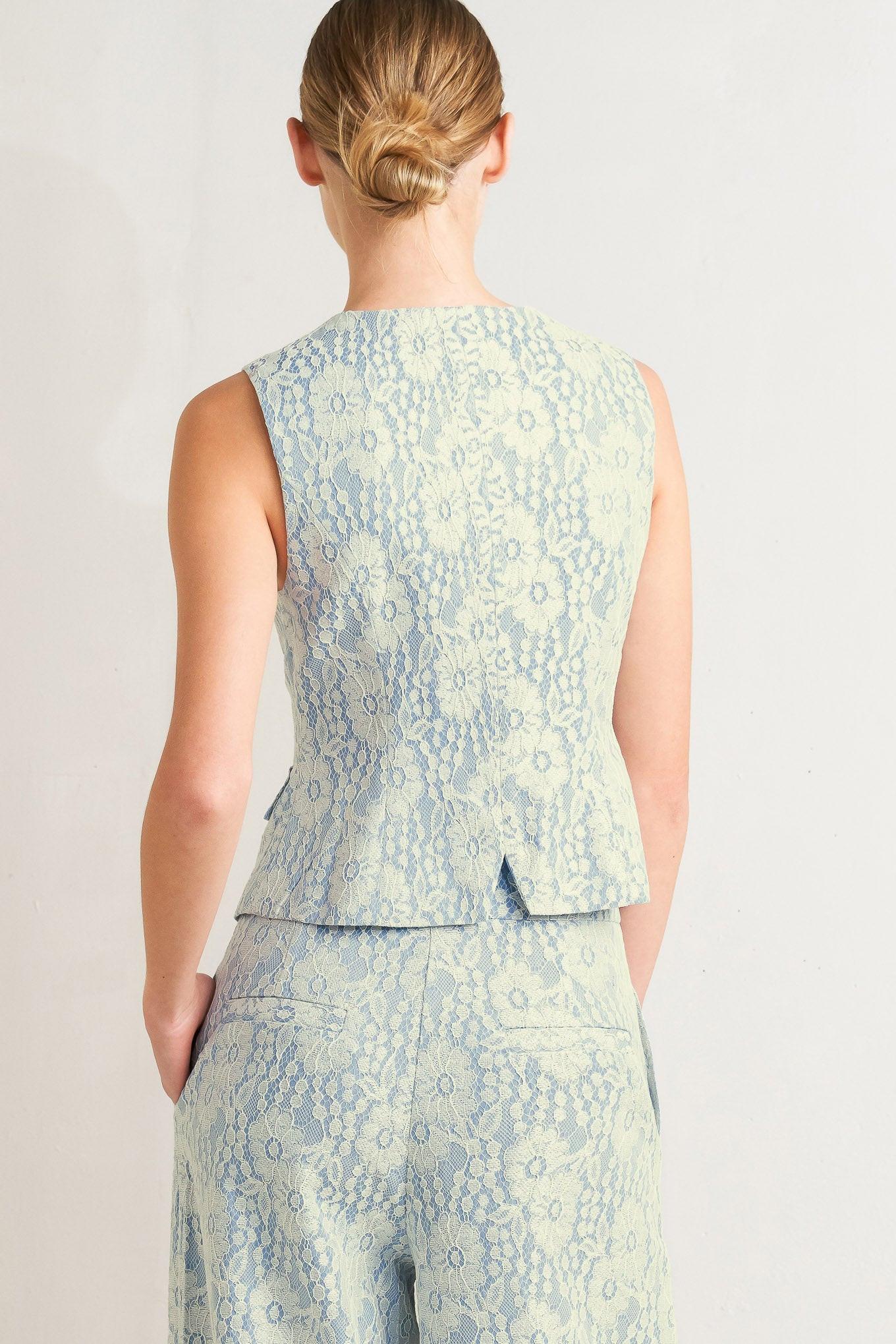 Easy Elegance Woven Lace Vest - Image 2