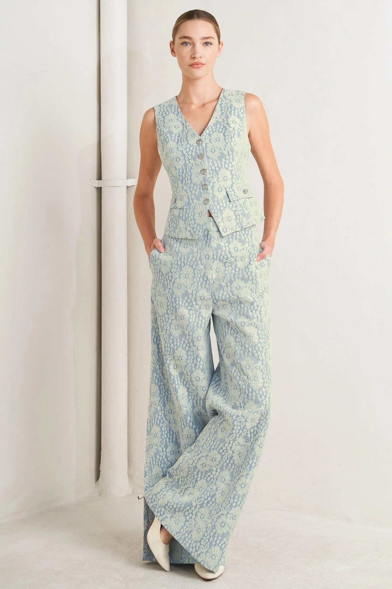 Easy Elegance Woven Lace Vest - Image 3