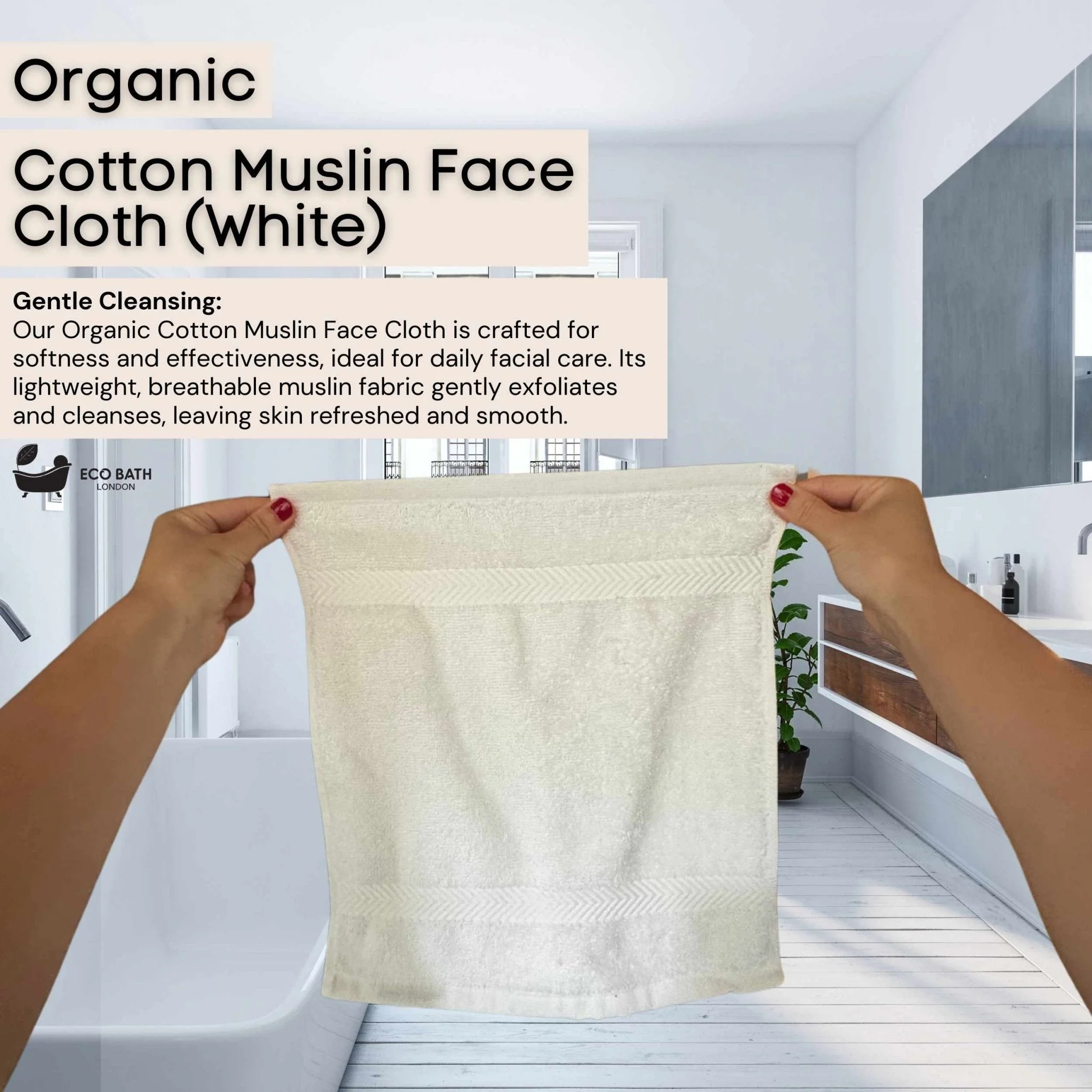 Eco Bath London Organic Cotton Face Flannels Towels - GOTS Certified 100% Organic Cotton Washcloths, Super Soft, Undyed and Unbleached, Hypoallergenic by Eco Bath London - Image 3
