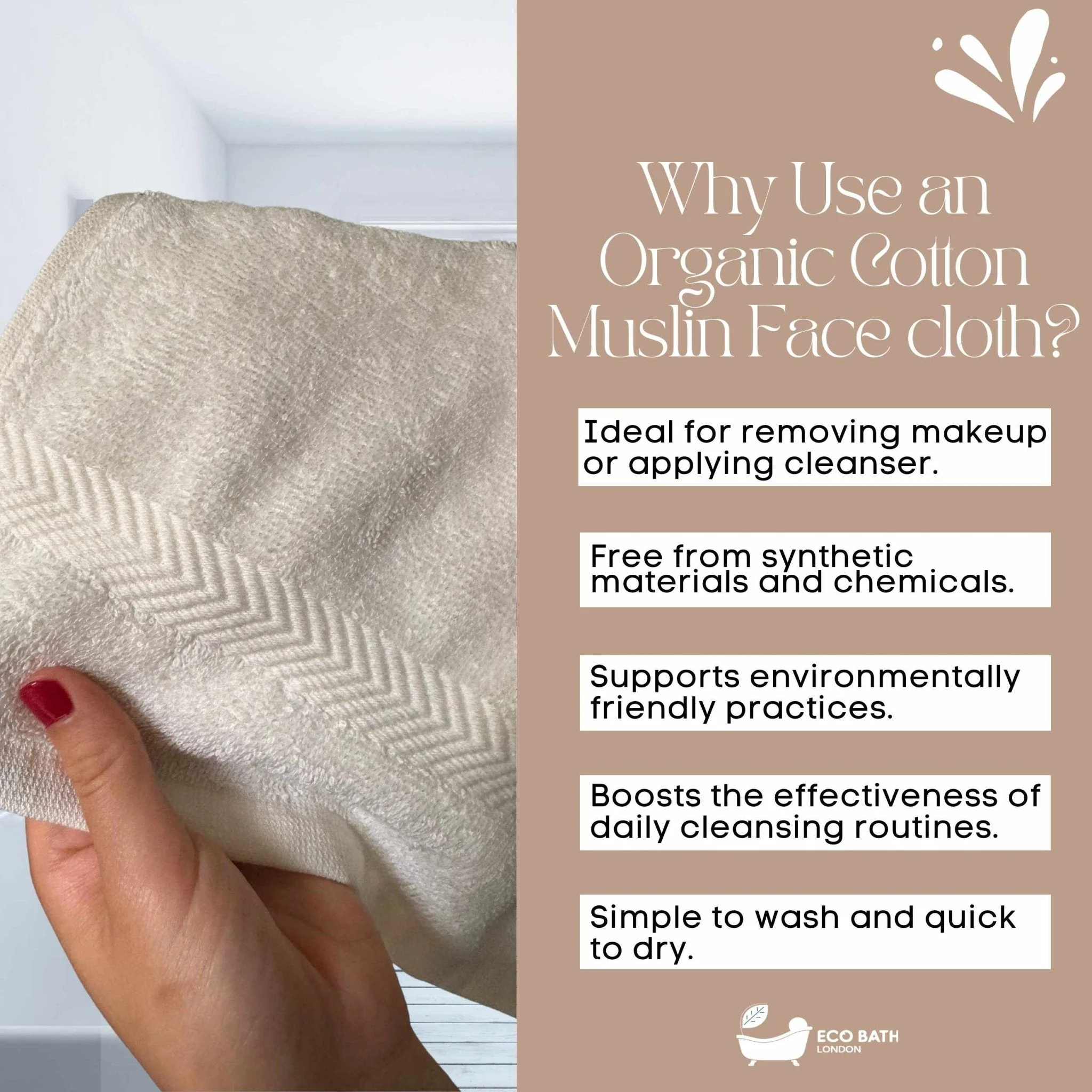 Eco Bath London Organic Cotton Face Flannels Towels - GOTS Certified 100% Organic Cotton Washcloths, Super Soft, Undyed and Unbleached, Hypoallergenic by Eco Bath London - Image 6
