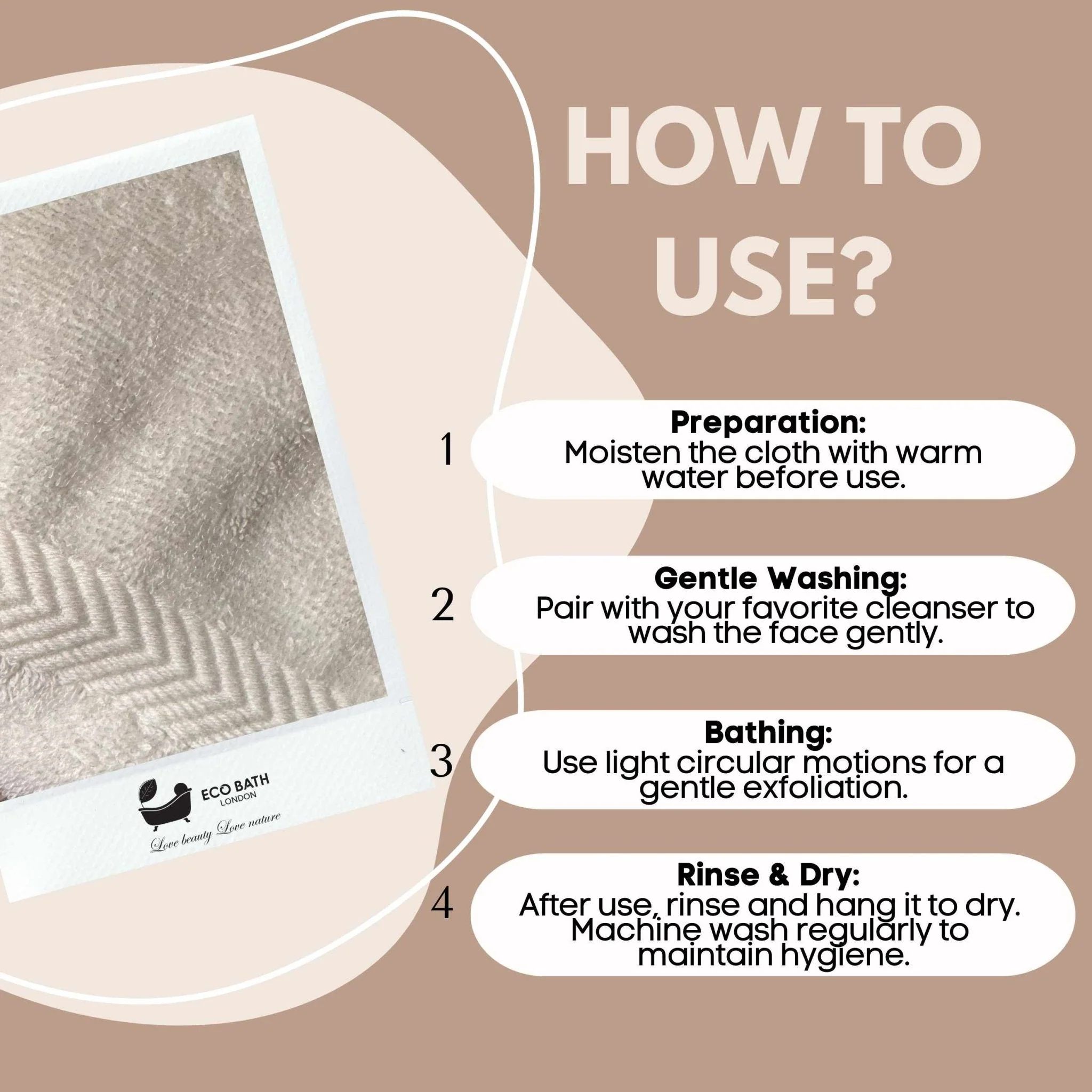 Eco Bath London Organic Cotton Face Flannels Towels - GOTS Certified 100% Organic Cotton Washcloths, Super Soft, Undyed and Unbleached, Hypoallergenic by Eco Bath London - Image 7