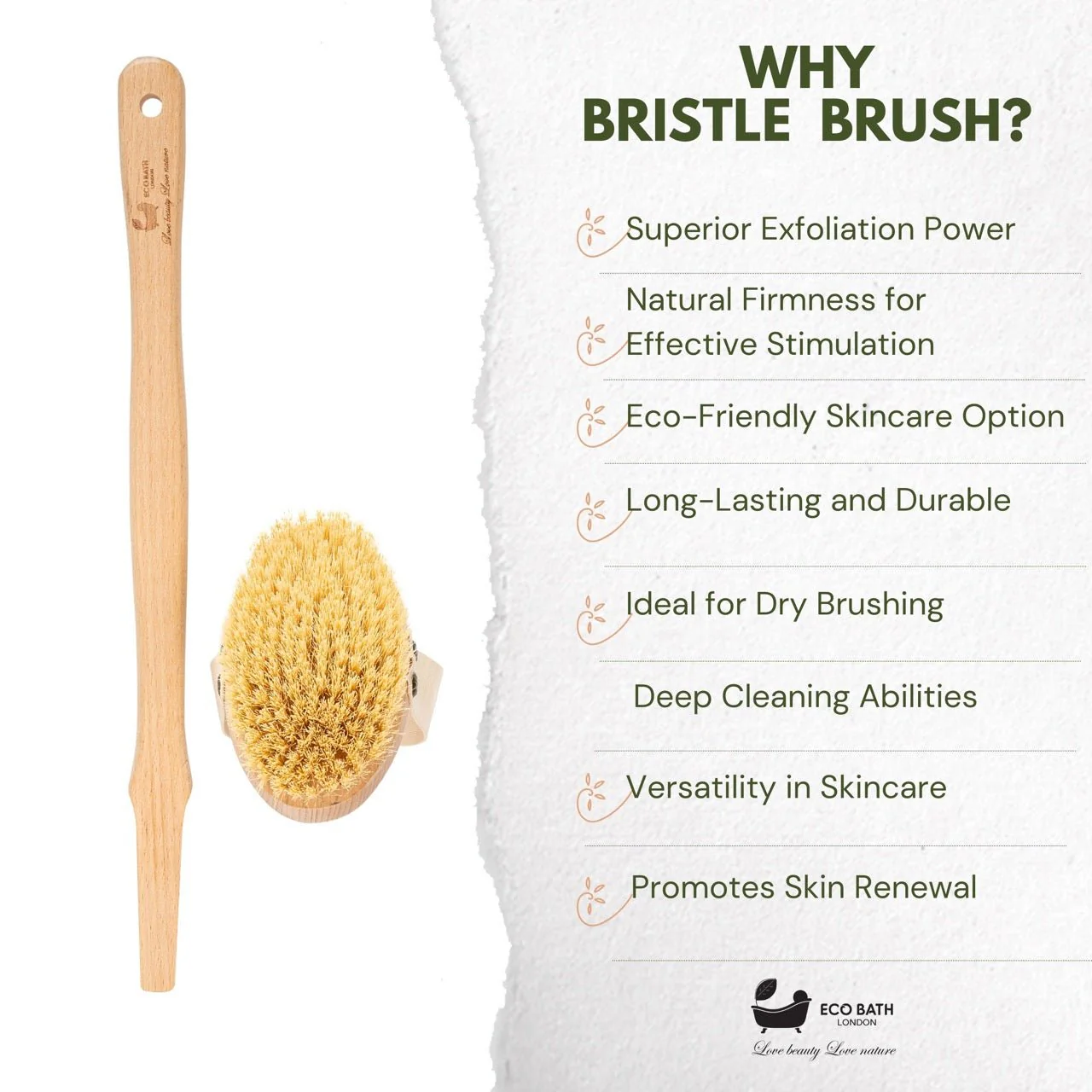 Eco Bath Natural Bristle Body Brush Detachable with Soft Bristles by Eco Bath London - Image 4
