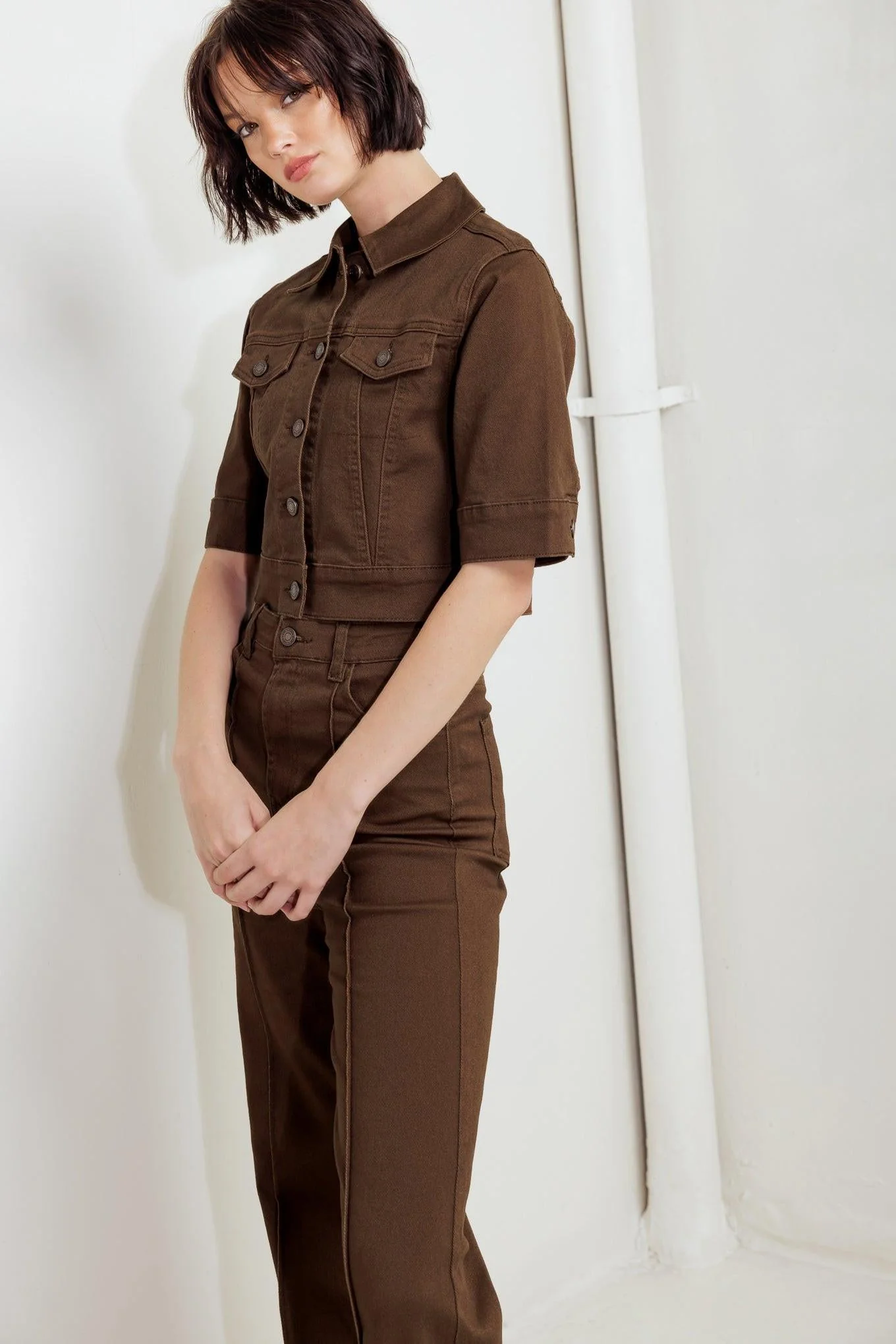 Effortless Edge Brown Twill Jacket - Image 7