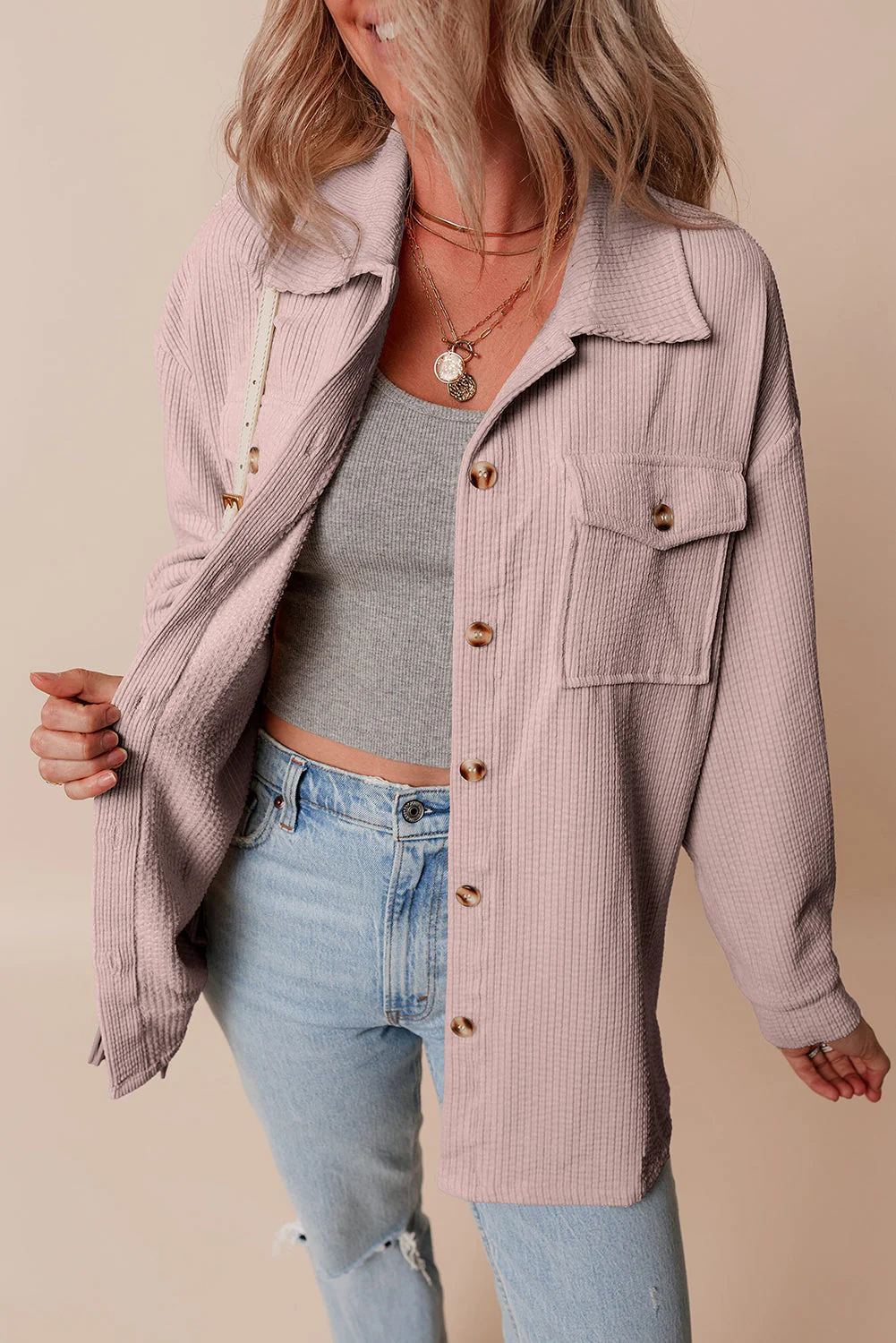 Threaded Pear Eleanor Corduroy Flap Up Shacket - Image 3