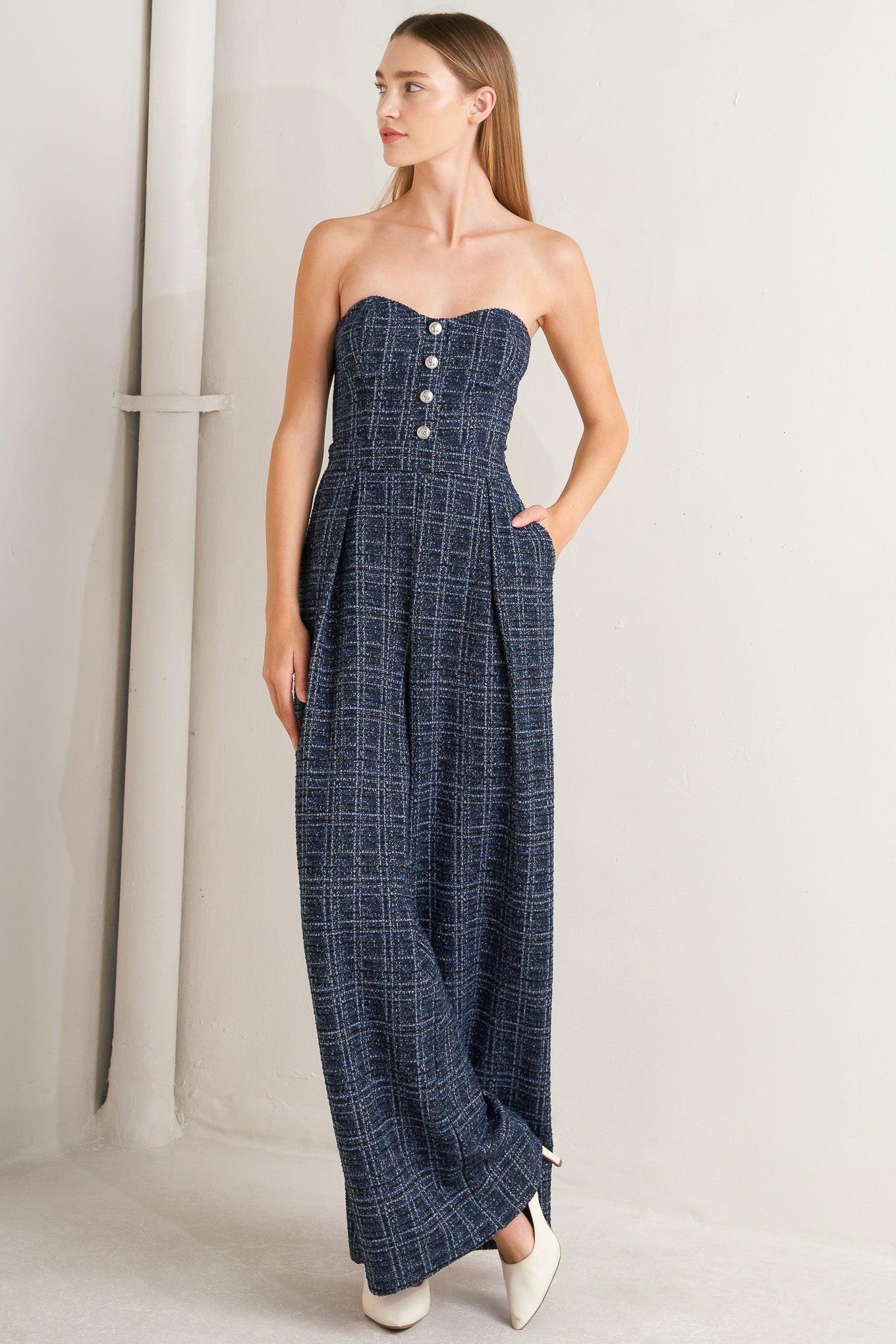 Elegant Party Tweed Jumpsuit - Image 4