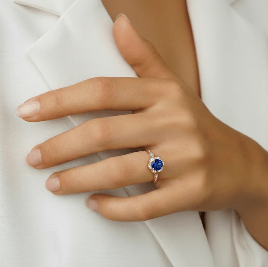 Elegant Rings For Women Sterling Silver Blue Jewelry White Topaz Accent Rings Sterling Silver Blue Topaz Ring for Women Gifts for Her - Image 5