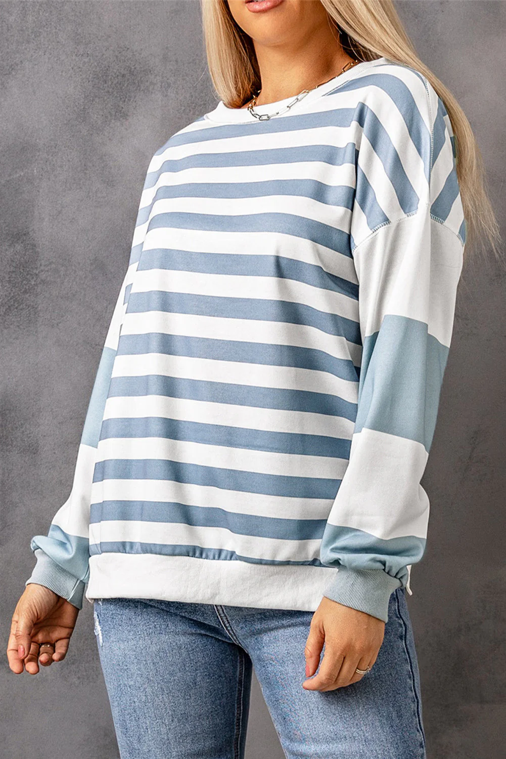 Threaded Pear Elina Striped Pullover Sweatshirt - Image 3