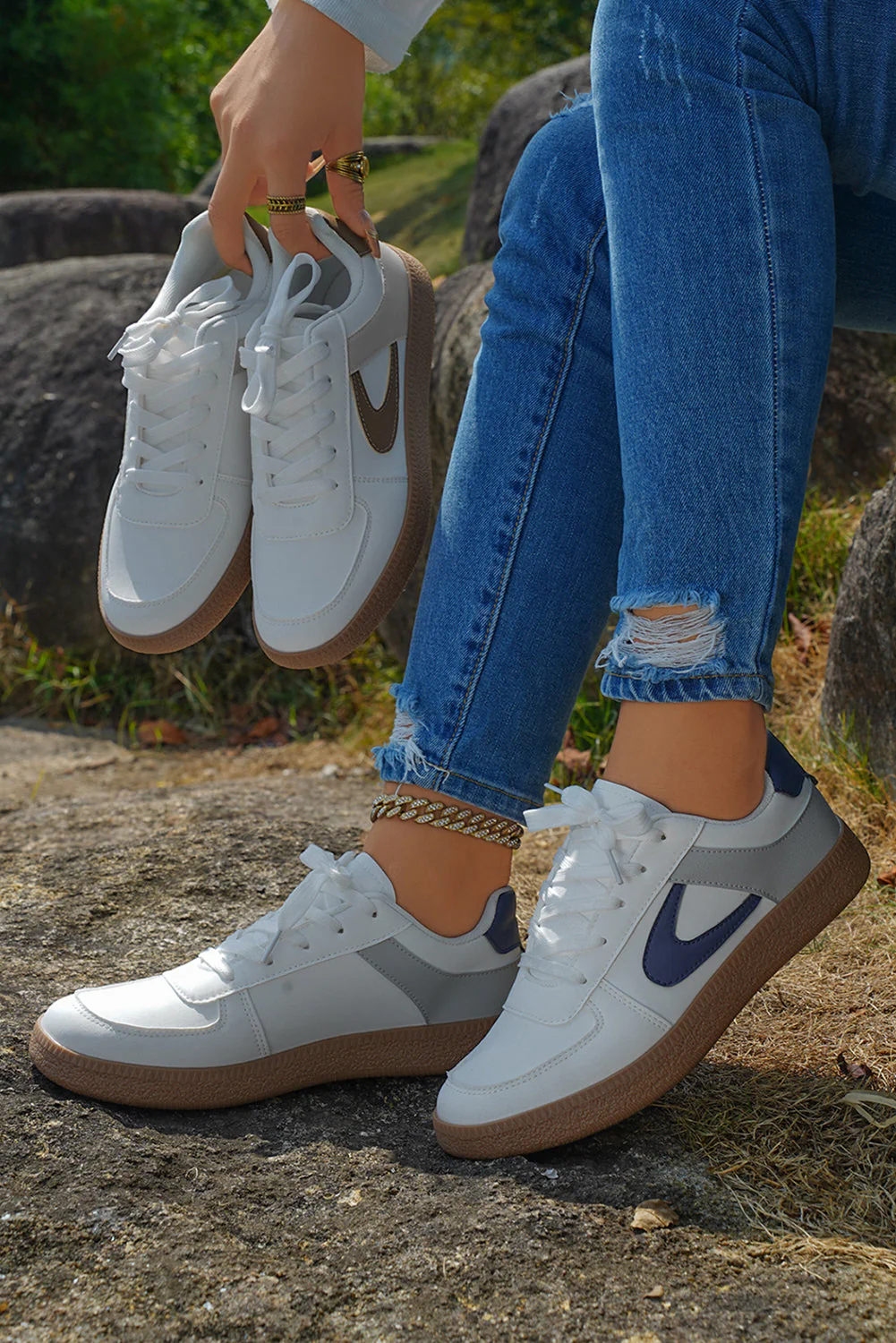 Threaded Pear Elizabeth Leather Lace Up Sneakers - Image 3