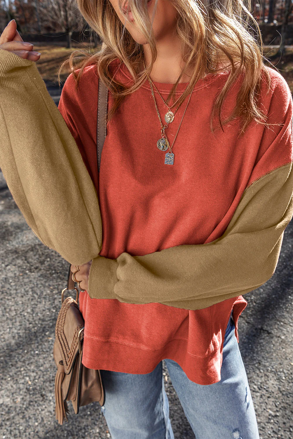 Threaded Pear Ella Patchwork Drop Shoulder Pullover - Image 5