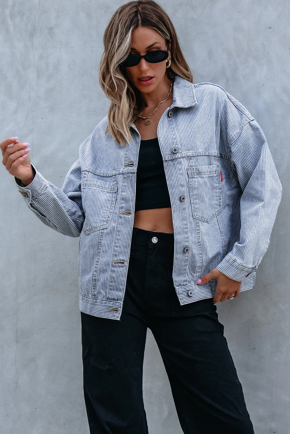 Threaded Pear Ella Wind Washed Oversize Jacket - Image 9