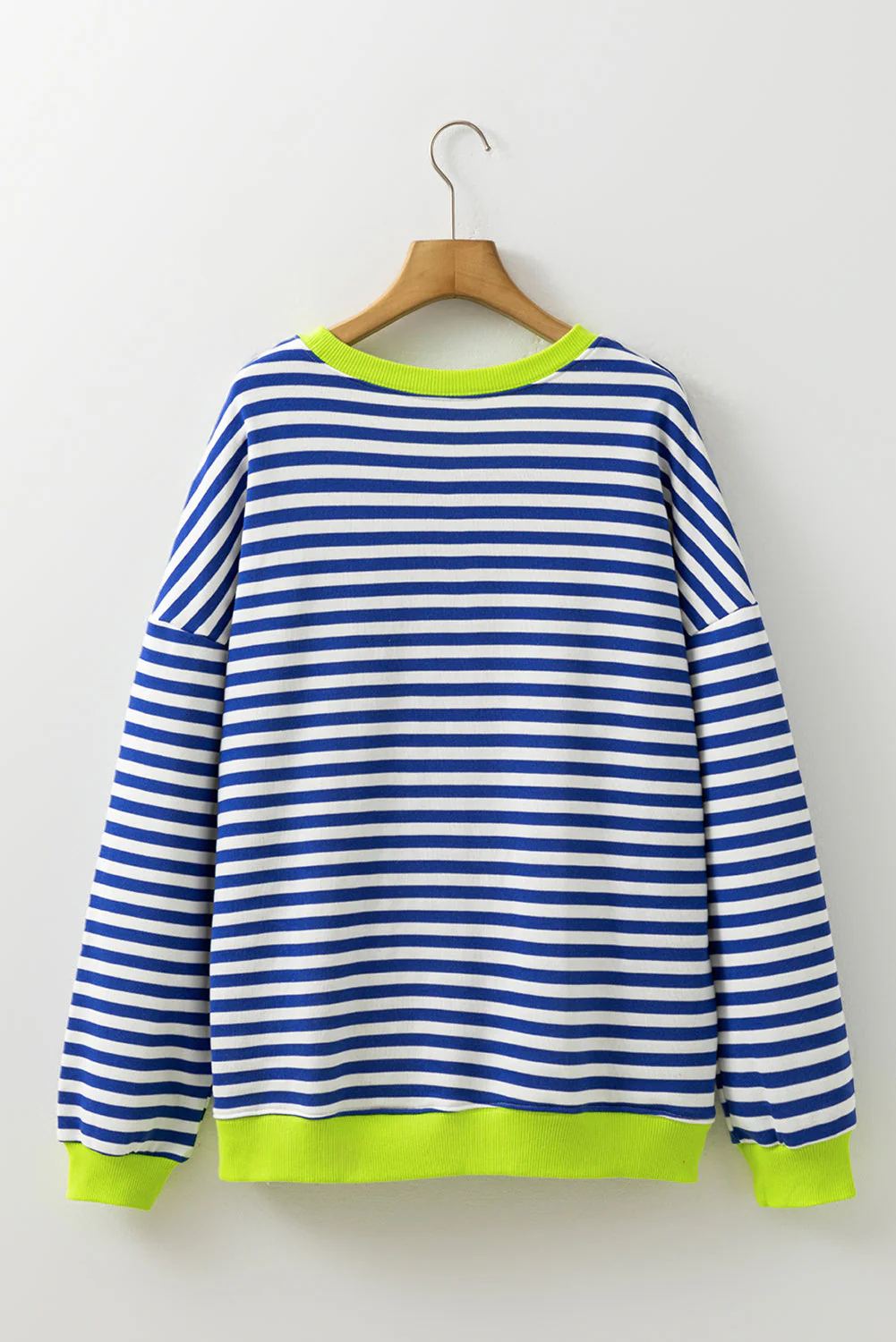 Threaded Pear Elliana Stripe Crossed Stitch Drop Shoulder Sweatshirt - Image 12