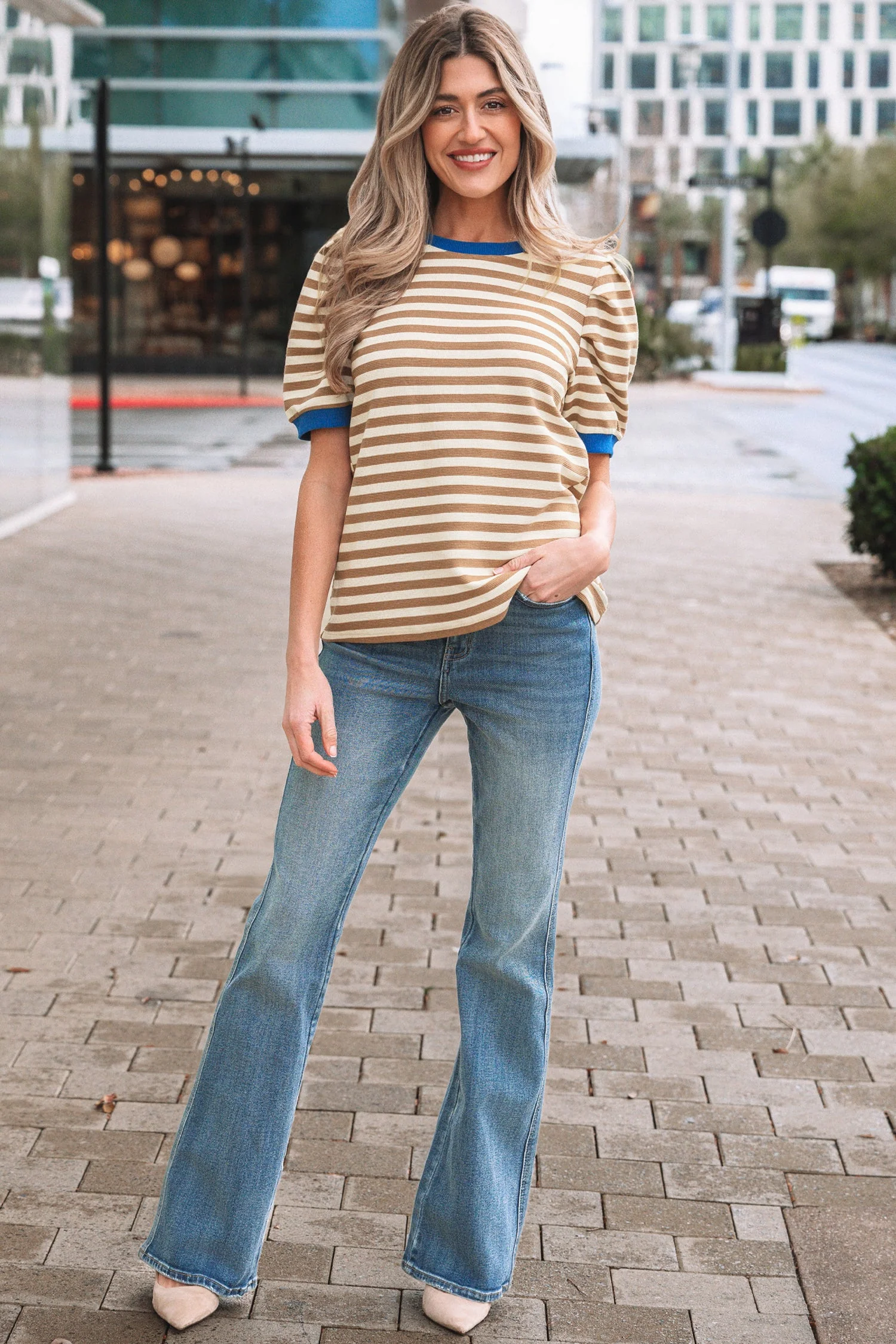 Threaded Pear Elora Sleeve Contrast Trim Tee - Image 4