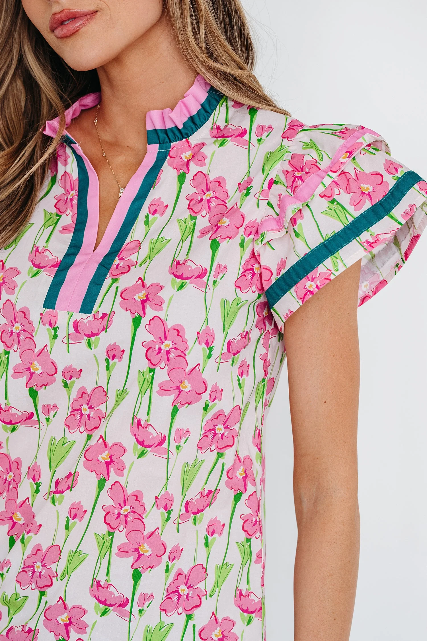 Threaded Pear Elyse Ruffled Short Sleeve Blouse - Image 5