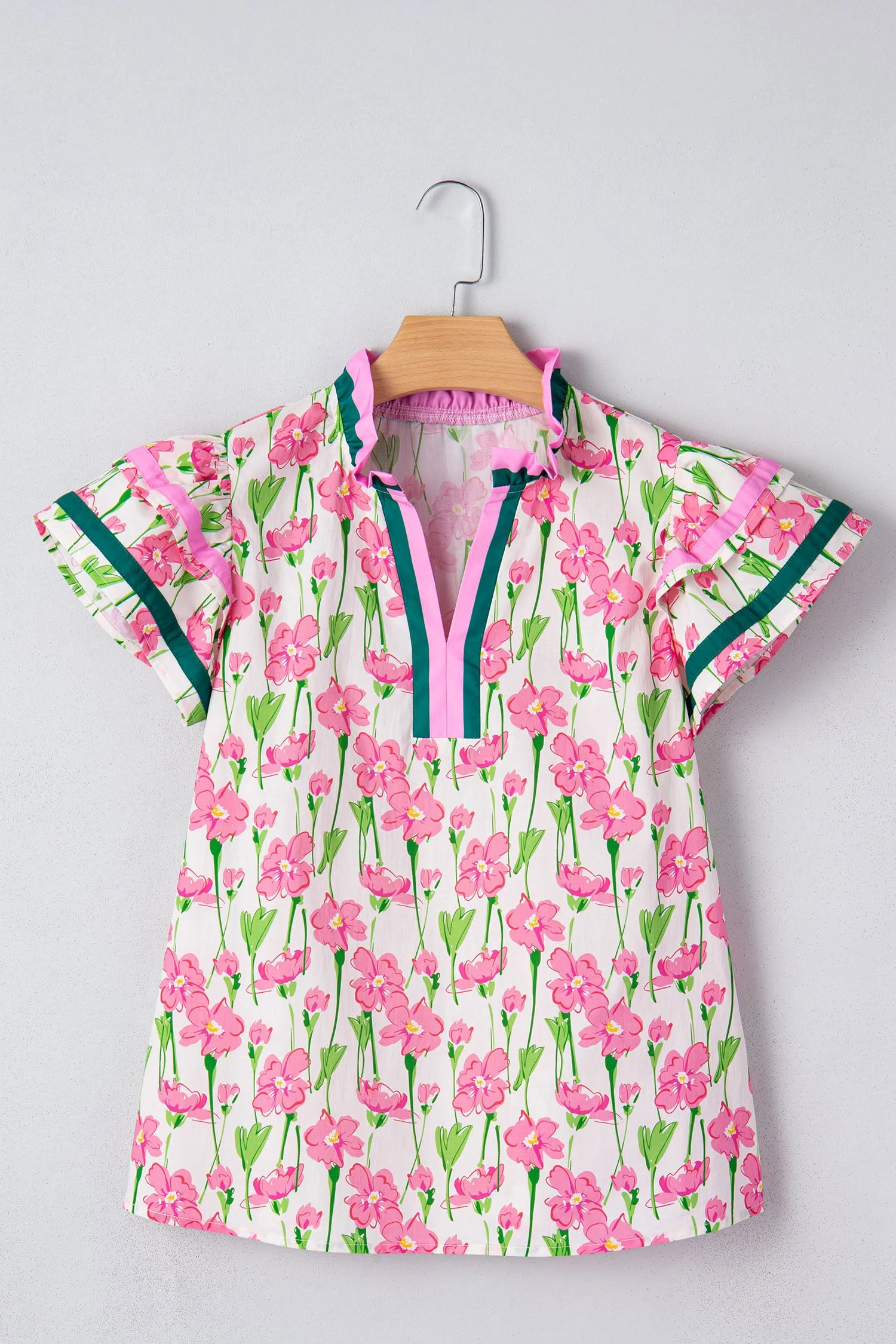 Threaded Pear Elyse Ruffled Short Sleeve Blouse - Image 7