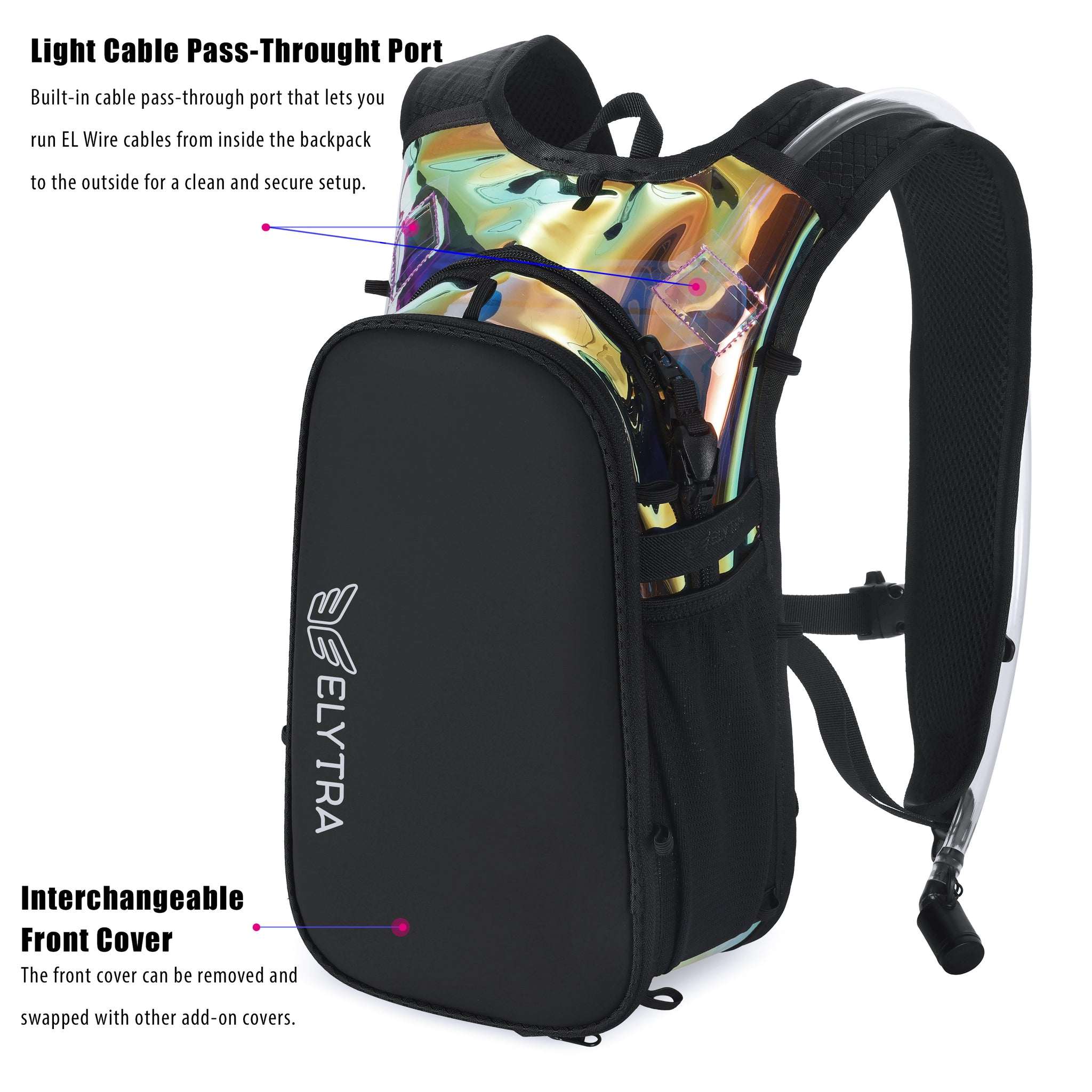Elytra Air Hydration Pack - 2L Water Backpack with Magnetic Hose Clip (Holographic Galaxy) - Image 6