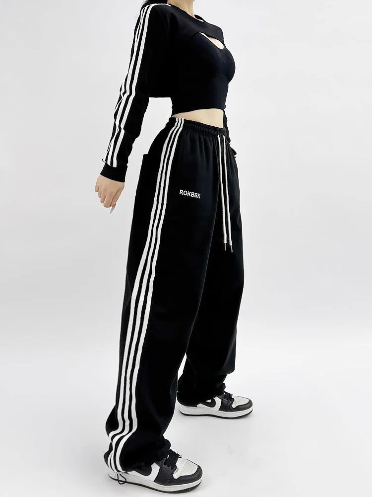 Embroidered Patchwork Wide-Leg Athletic Sweatpants | 4 Colors - Image 5