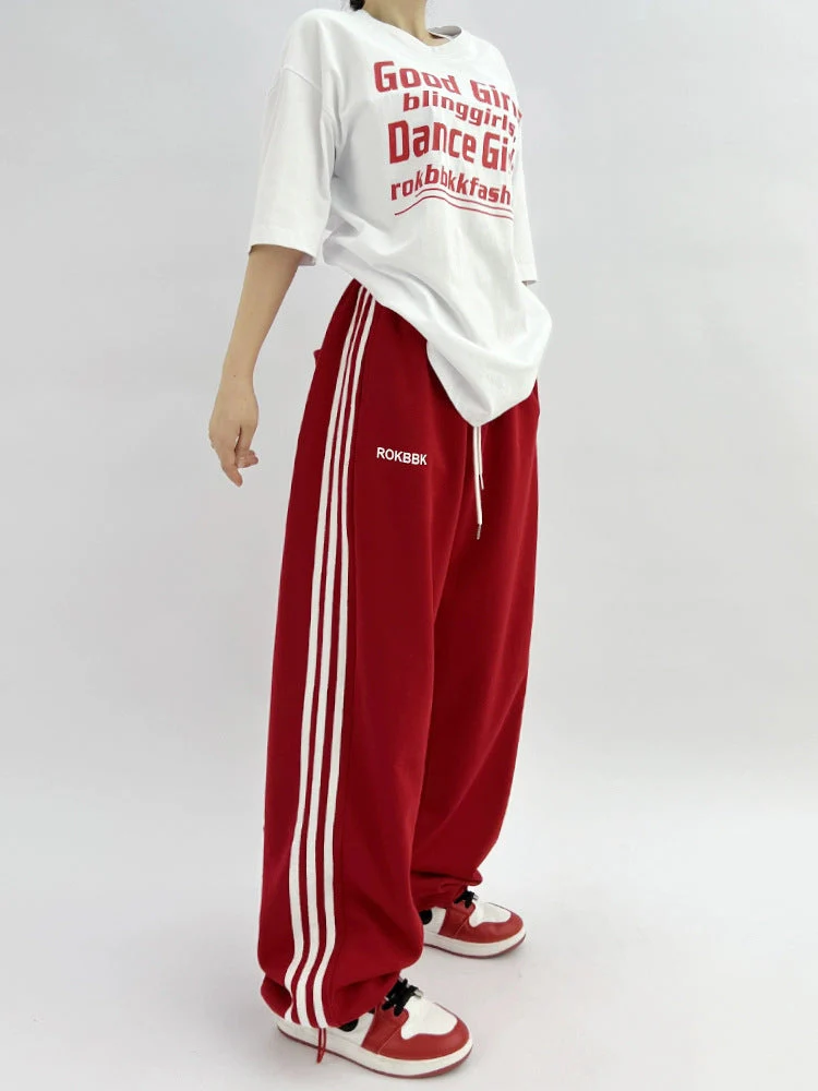 Embroidered Patchwork Wide-Leg Athletic Sweatpants | 4 Colors - Image 7