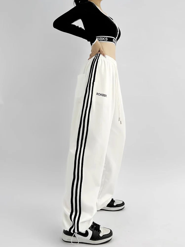 Embroidered Patchwork Wide-Leg Athletic Sweatpants | 4 Colors - Image 8