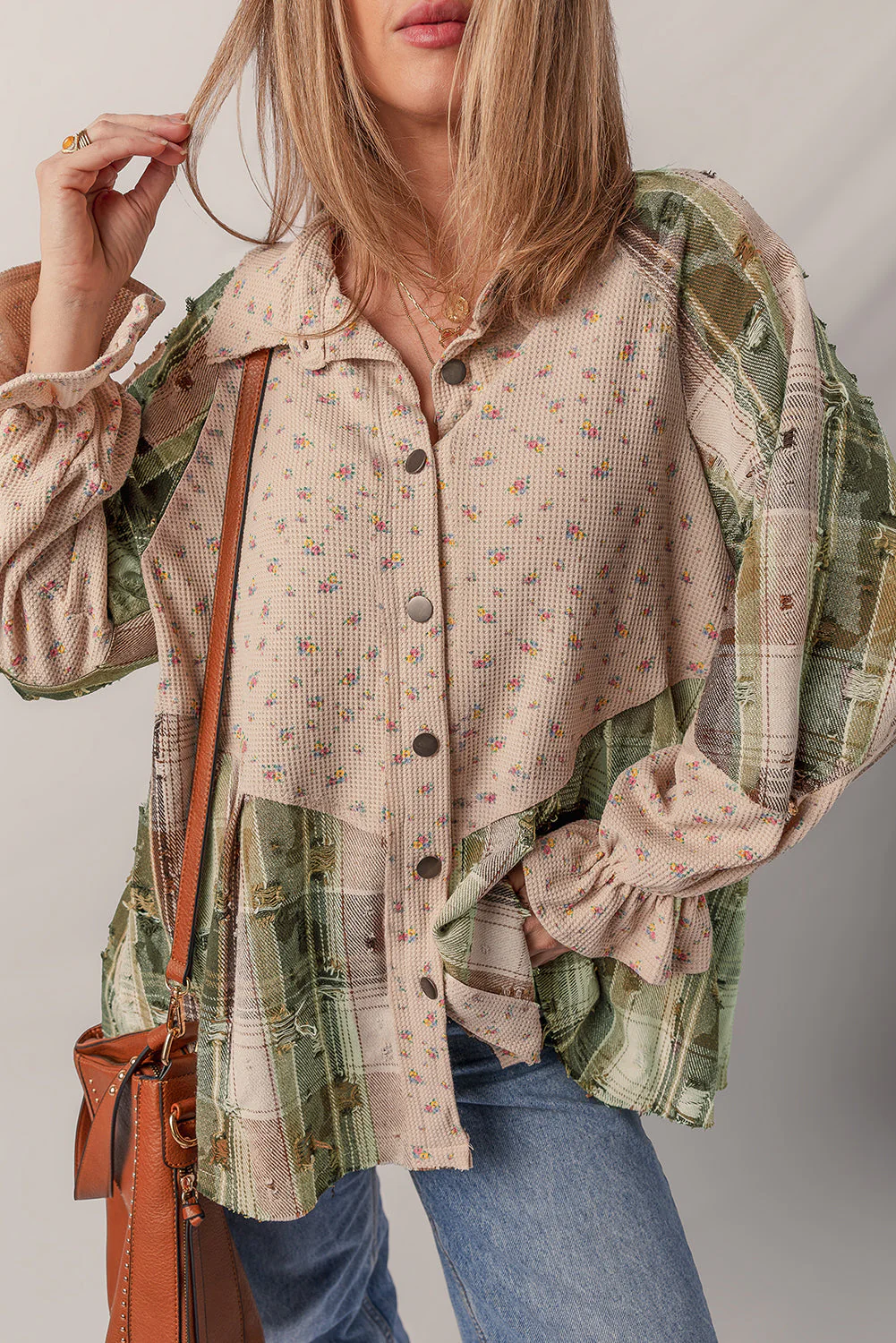 Threaded Pear Emma Sleeve Waffle Knit Shacket - Image 5